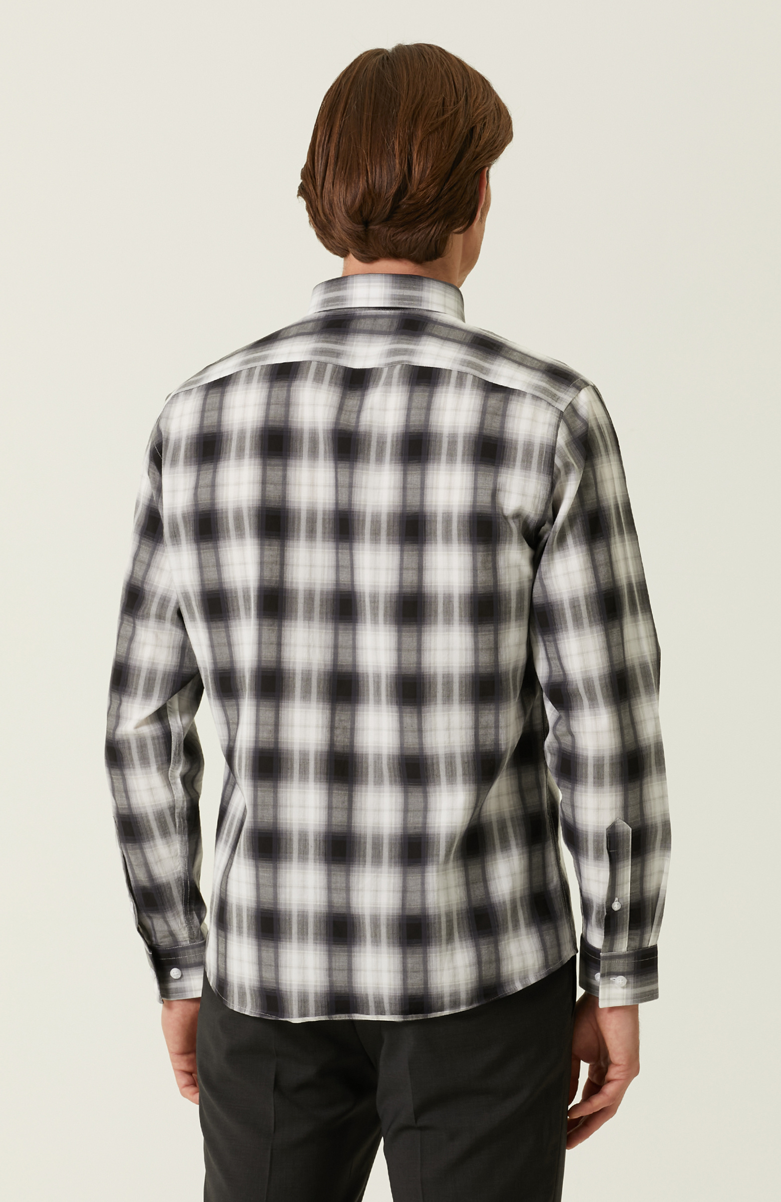 Slim Fit Siyah Beyaz Gömlek