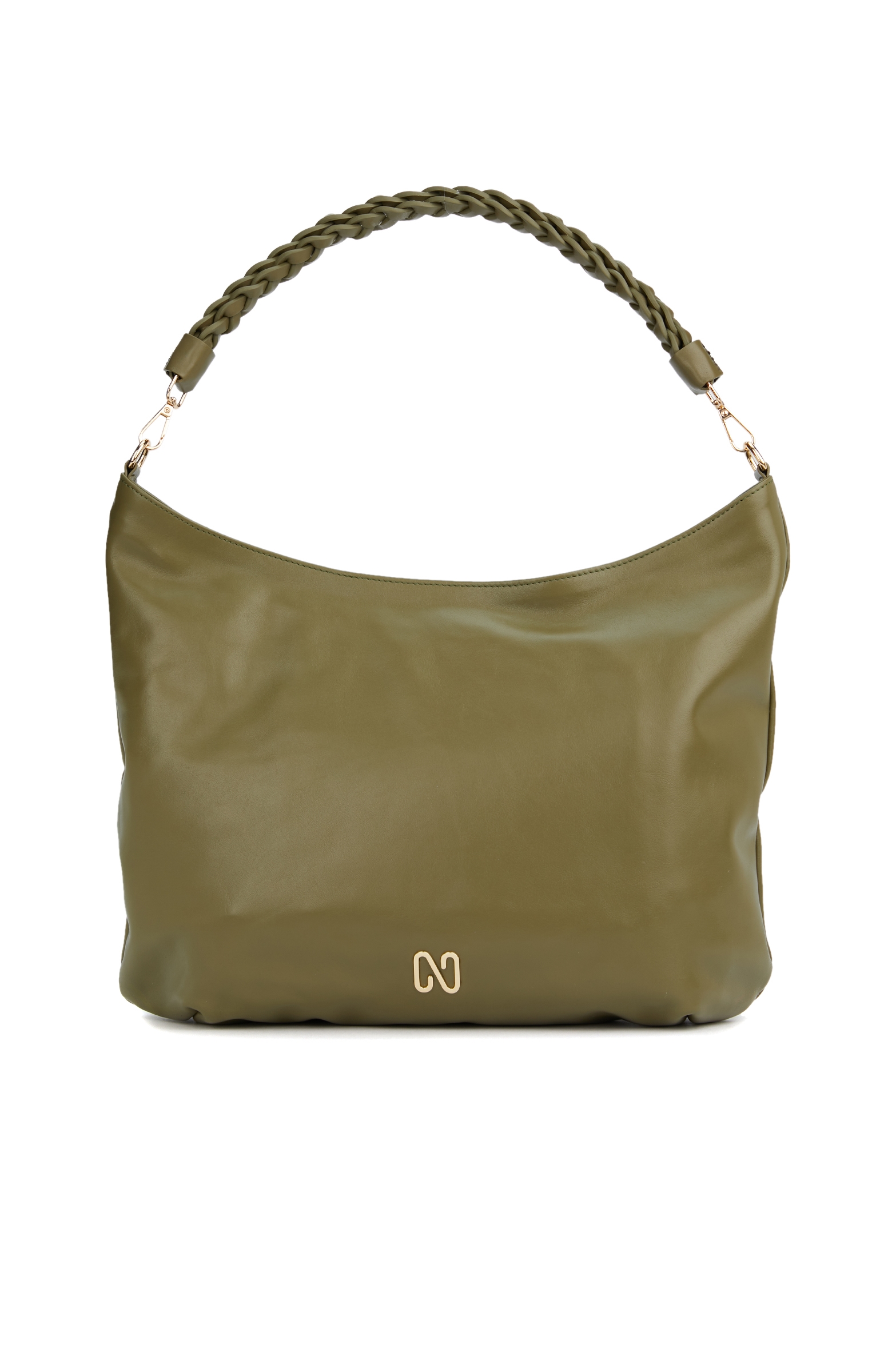Yeşil Logo Detaylı Kadın Deri Çanta