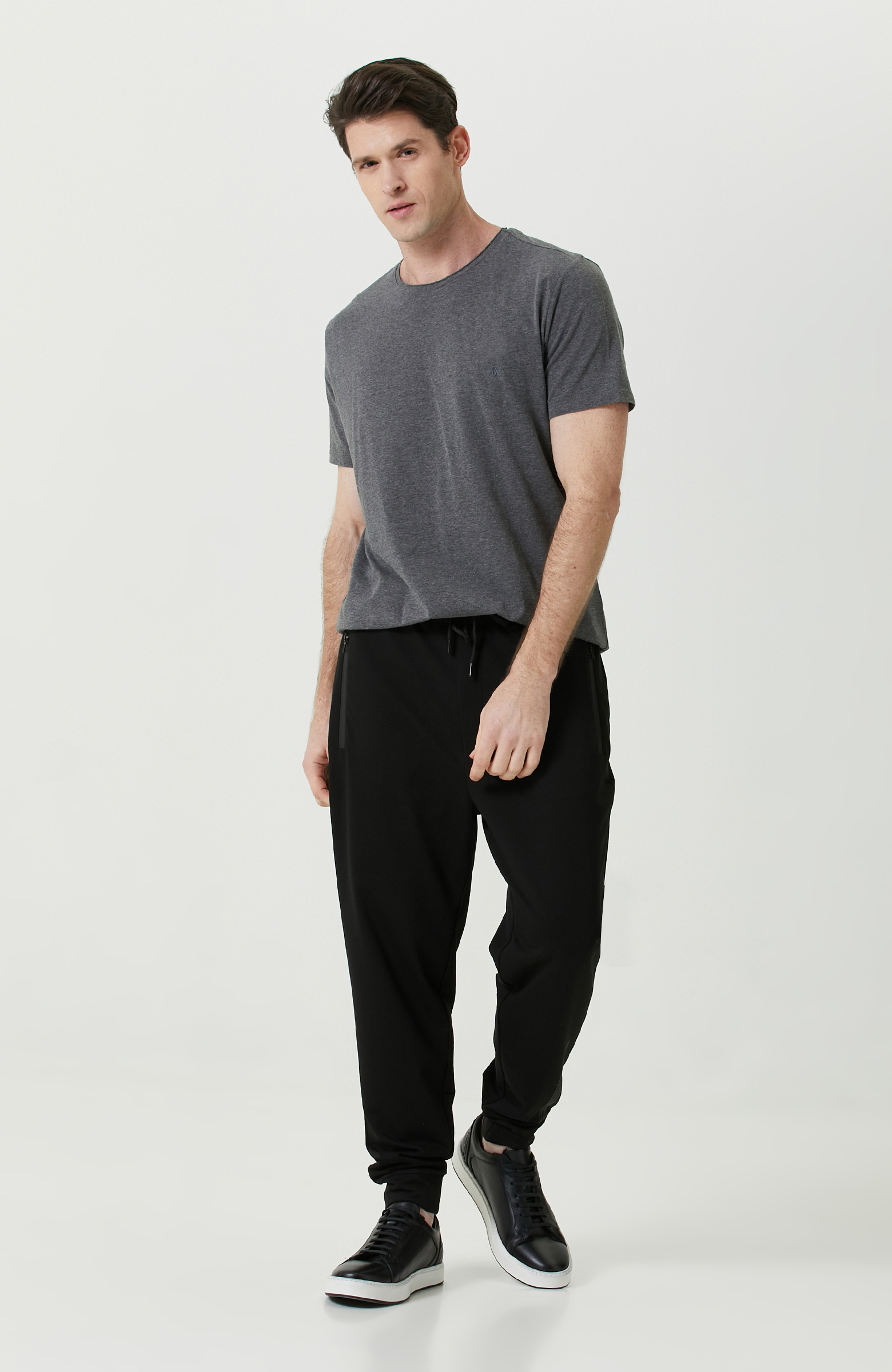 Antrasit Bisiklet Yaka Tshirt