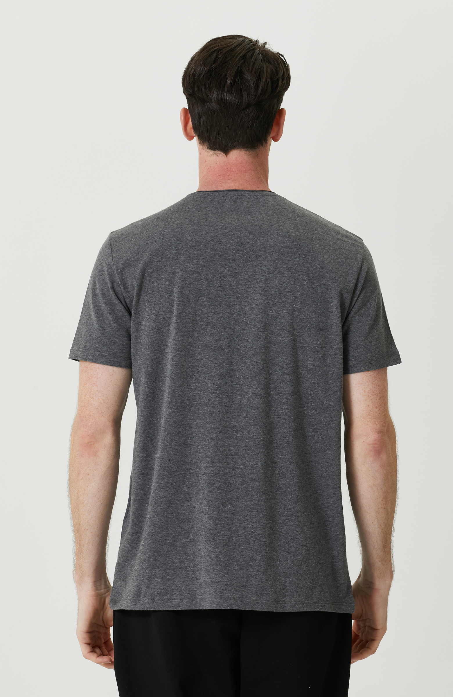 Antrasit Bisiklet Yaka Tshirt