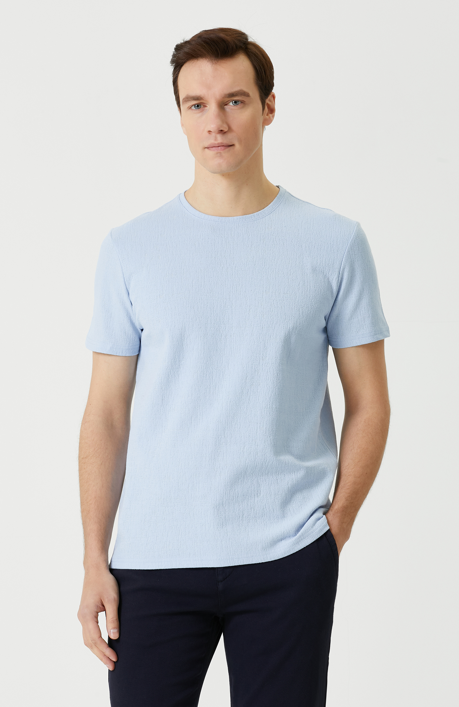 Slim Fit Mavi T-shirt - 1