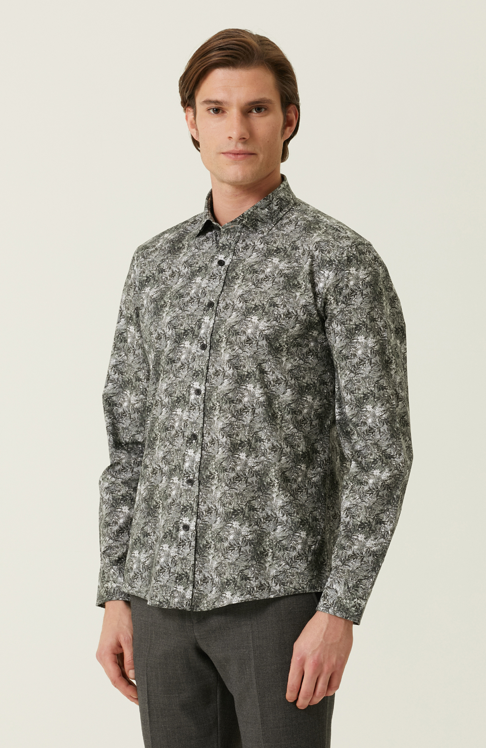 Slim Fit Haki Gömlek