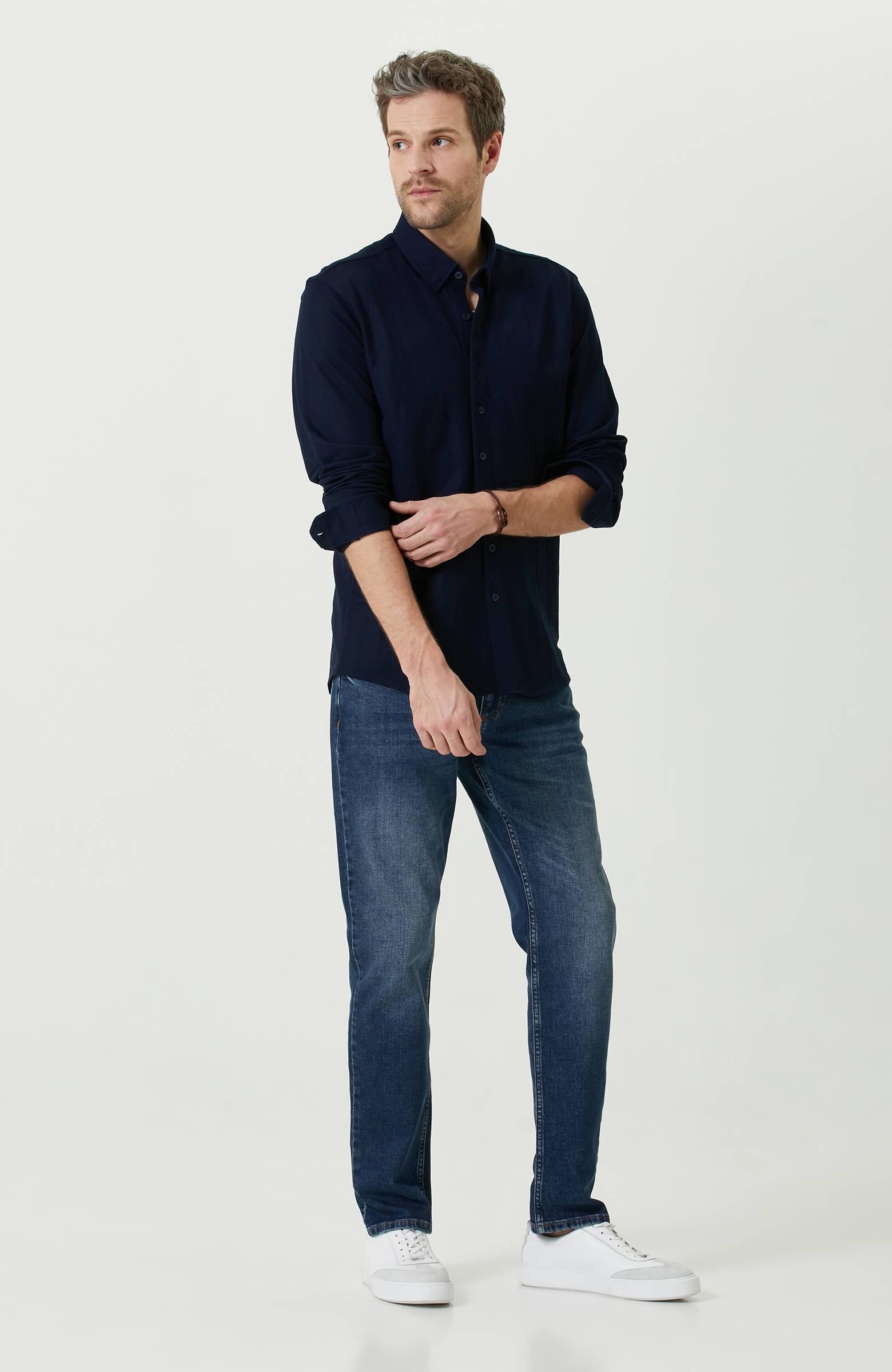 Lacivert Uzun Kollu Gömlek