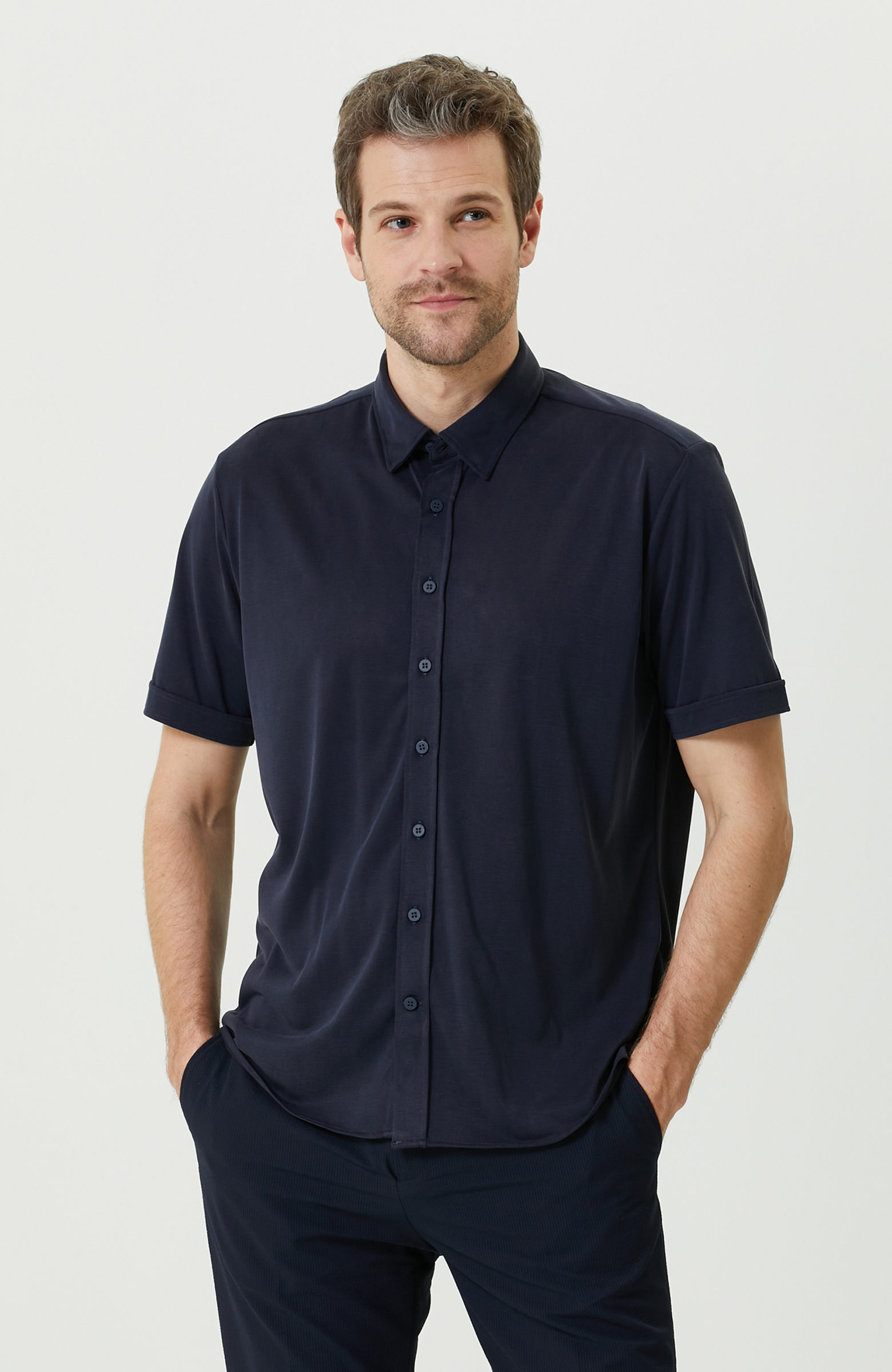 Lacivert Kısa Kollu Gömlek