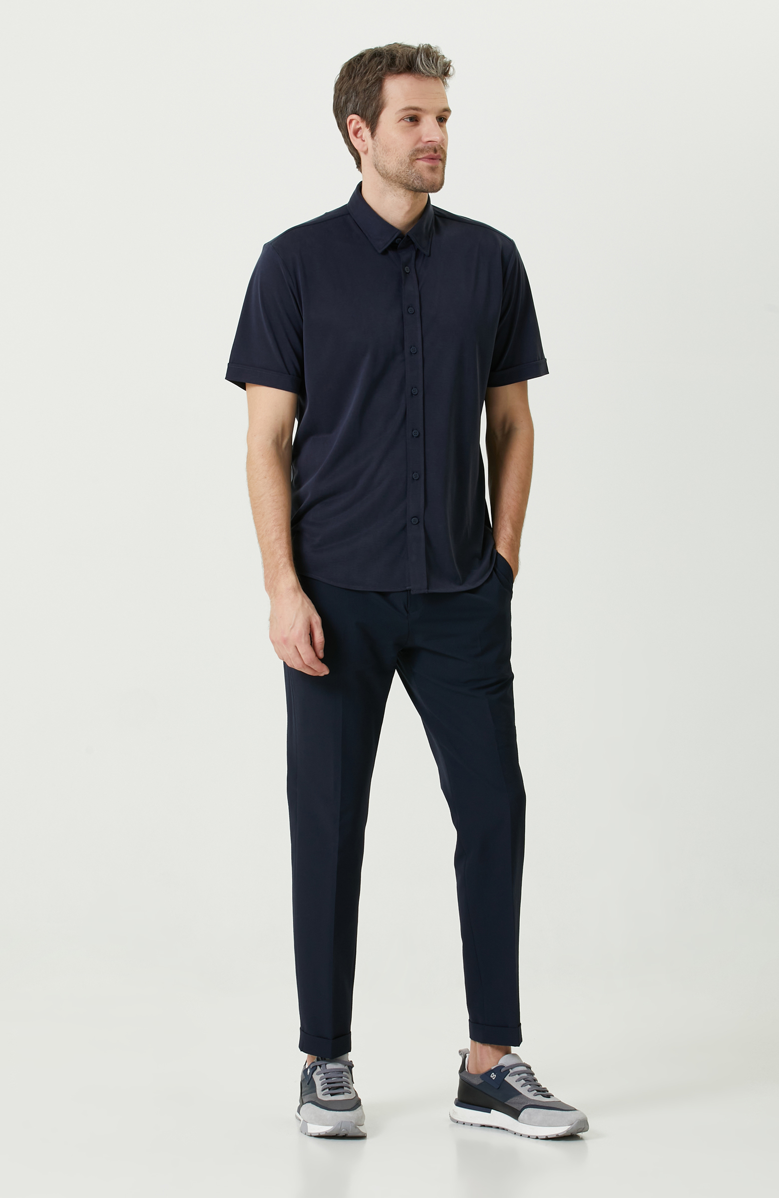 Lacivert Kısa Kollu Gömlek