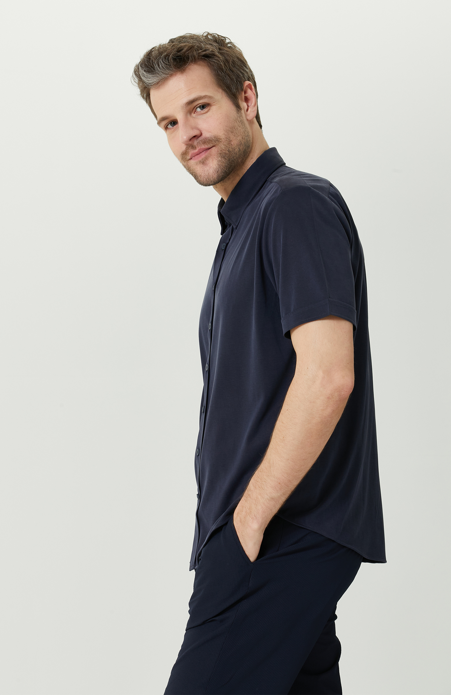 Lacivert Kısa Kollu Gömlek