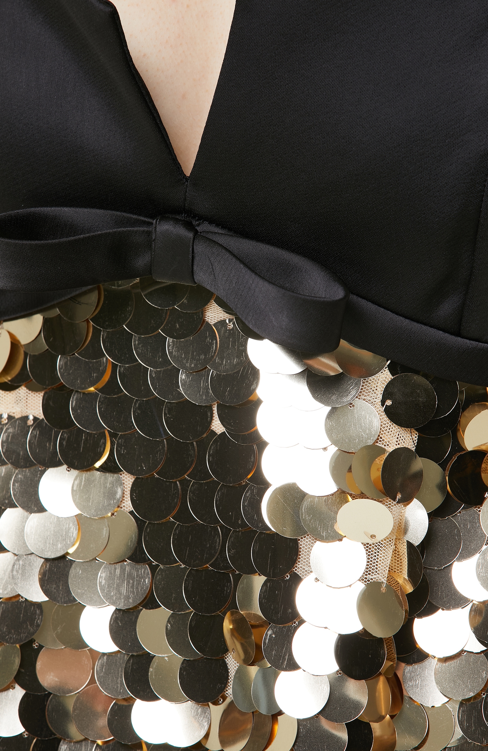 Siyah Gold Payetli Mini Elbise