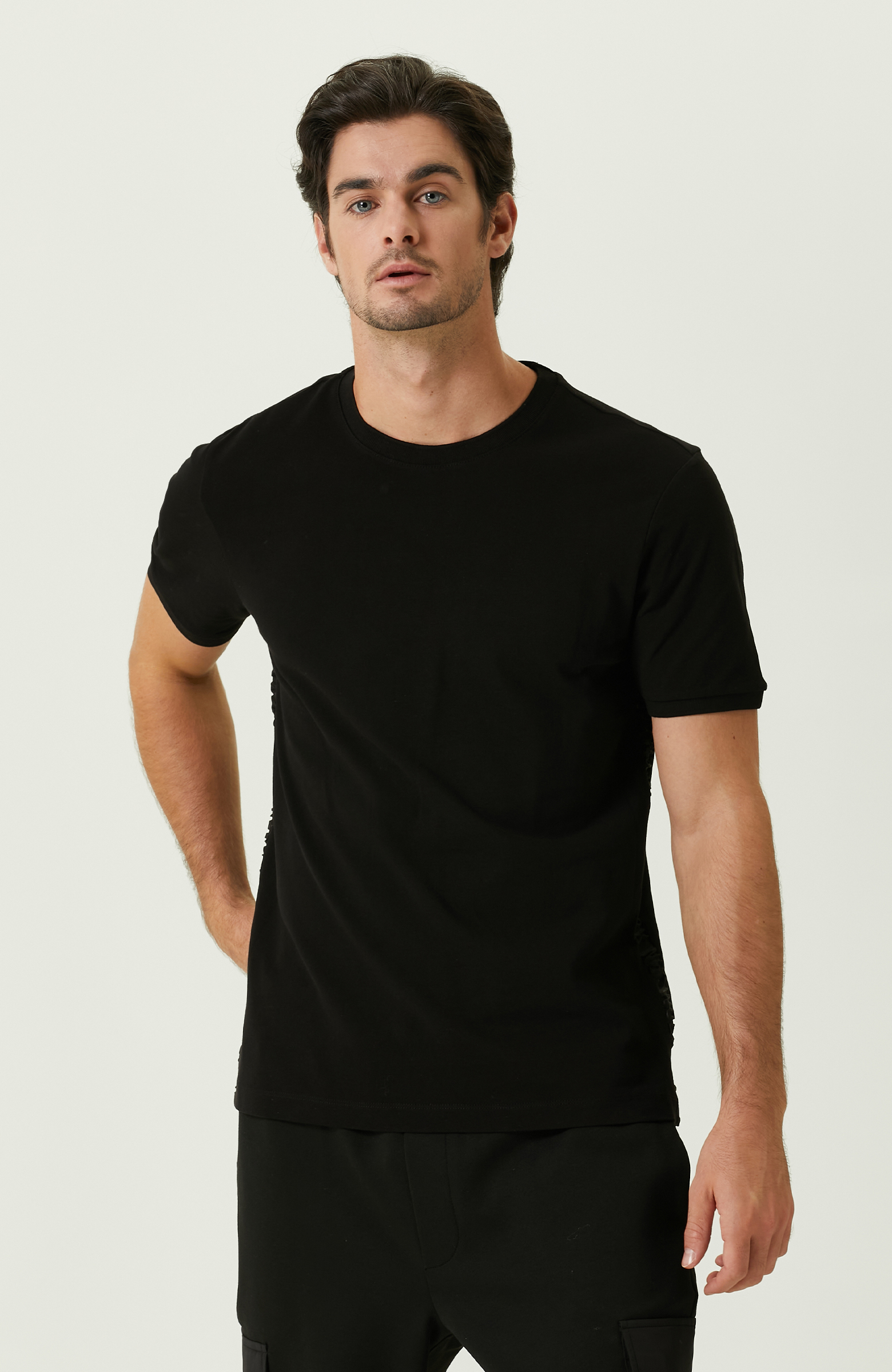 Slim Fit Siyah Pike T-shirt - 1
