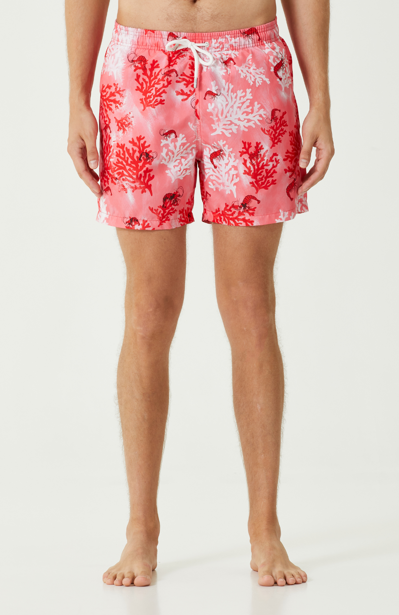 Kırmızı Mercan Desenli Şort Mayo