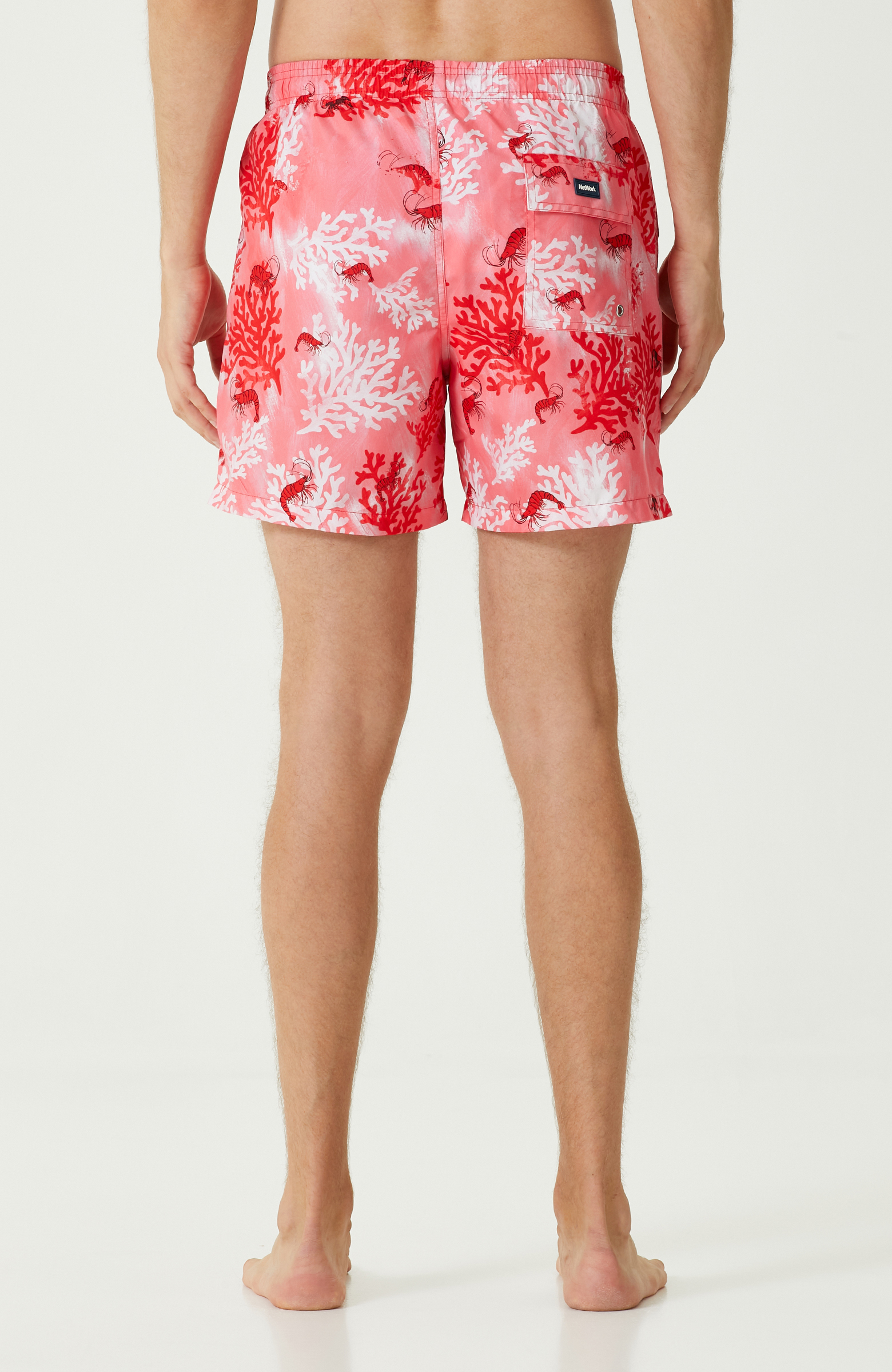 Kırmızı Mercan Desenli Şort Mayo