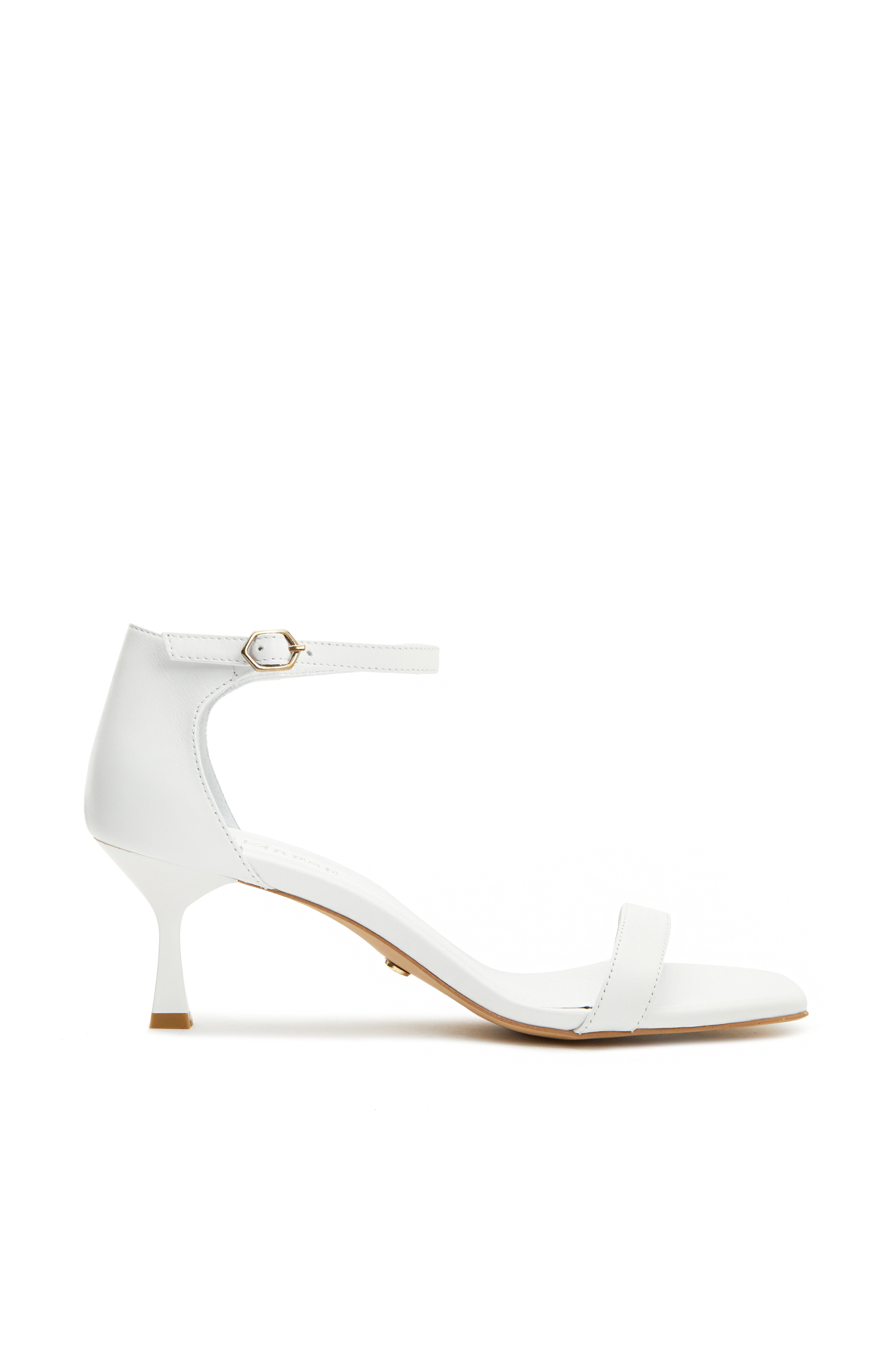 Beyaz Kadın Deri Sandalet - 1