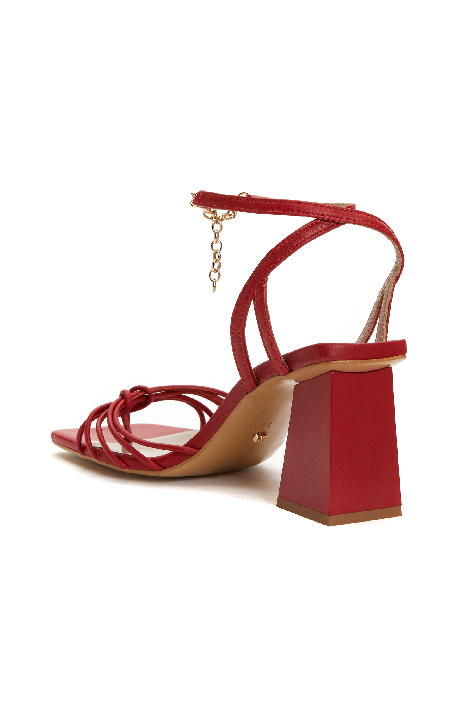 Kırmızı Kadın Deri Sandalet -3