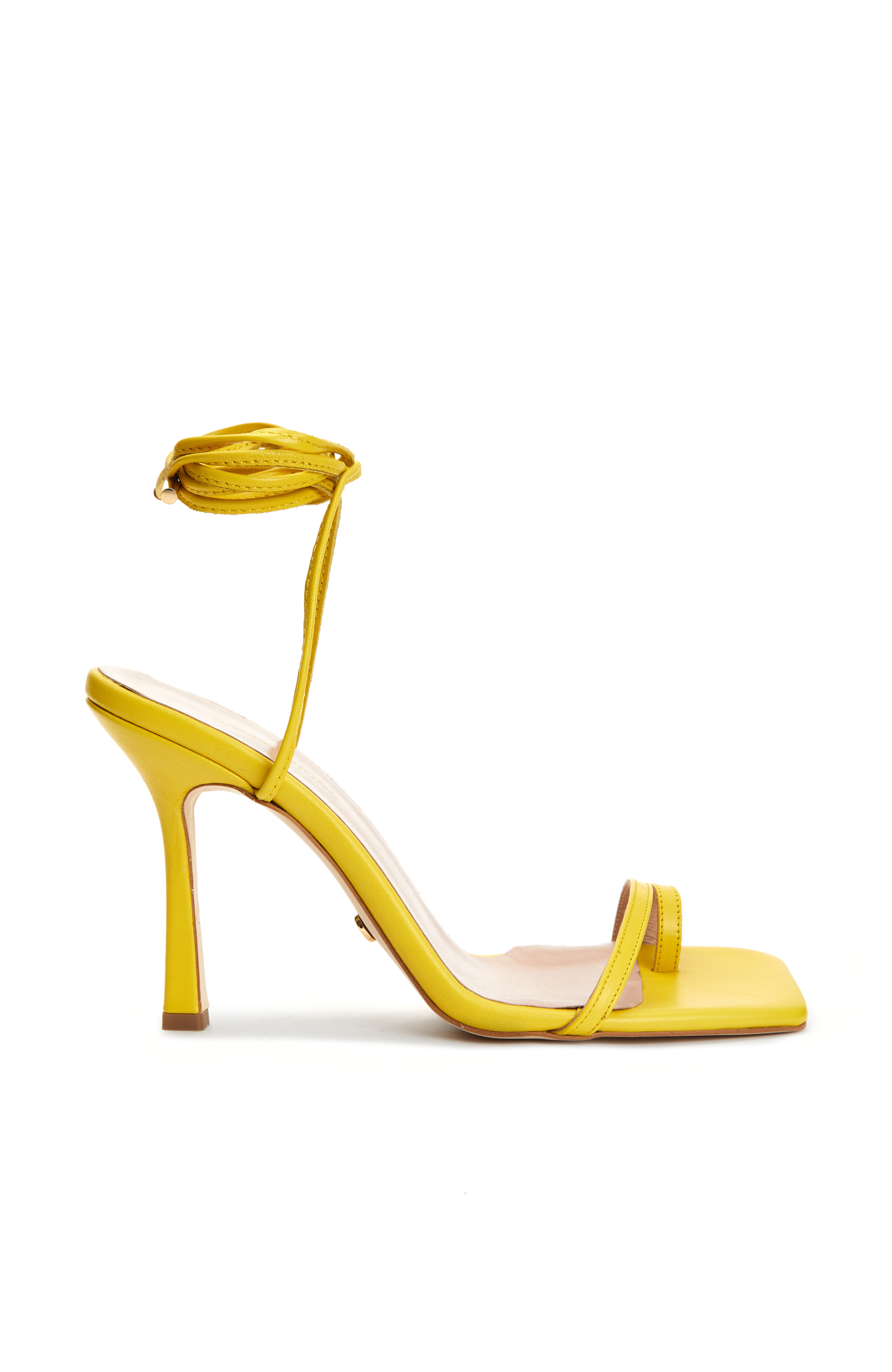 Sarı Kadın Topuklu Deri Sandalet -1