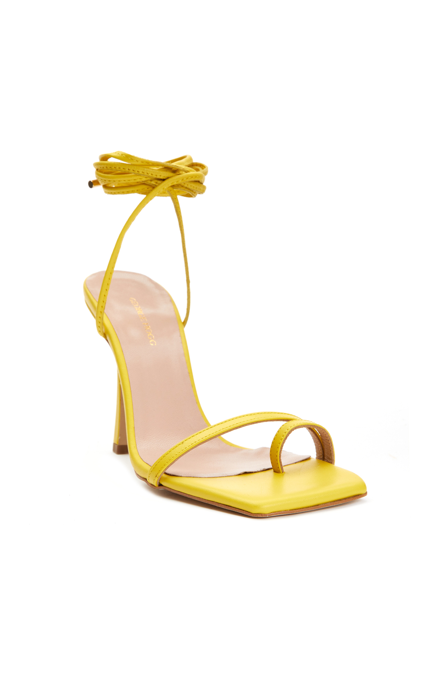 Sarı Kadın Topuklu Deri Sandalet -2
