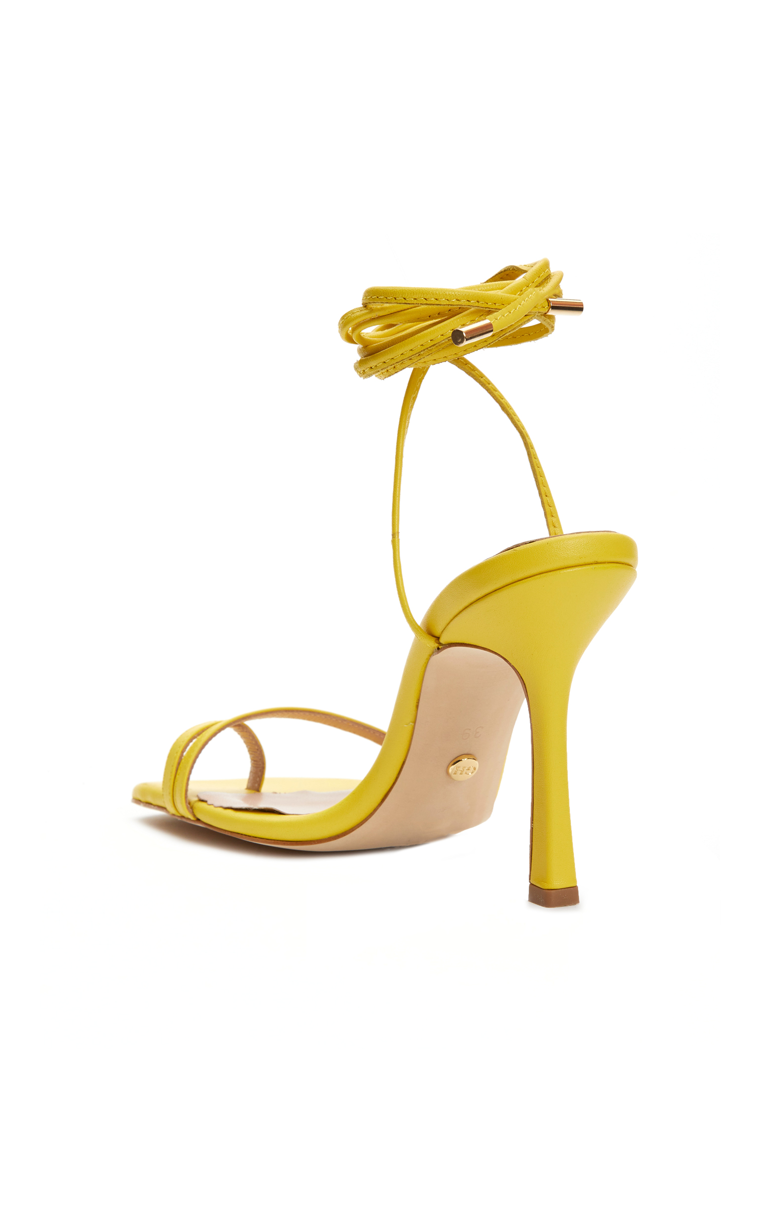 Sarı Kadın Topuklu Deri Sandalet -3