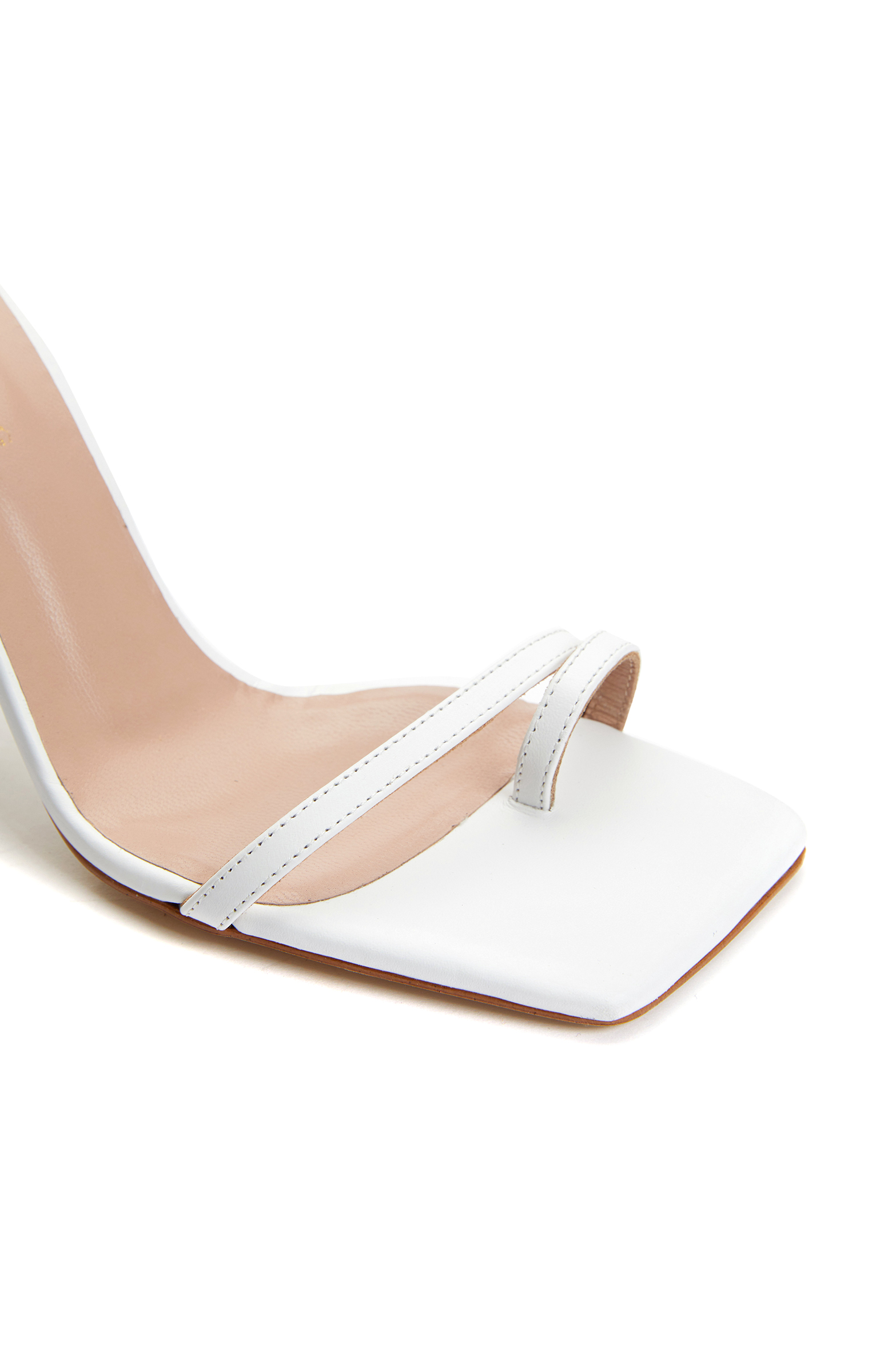 Beyaz Kadın Deri Sandalet -4