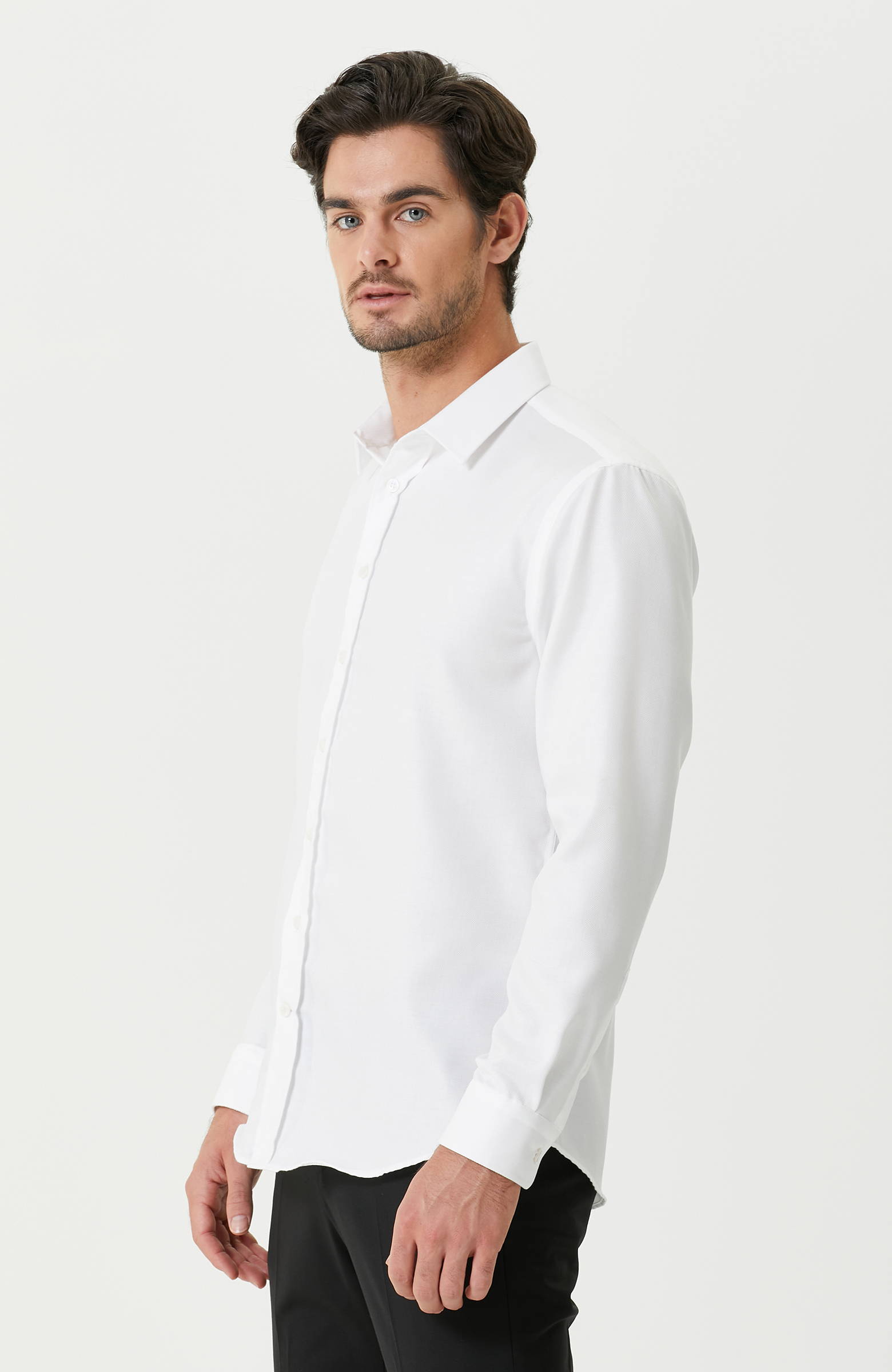 Slim Fit Beyaz Non-iron Gömlek -3