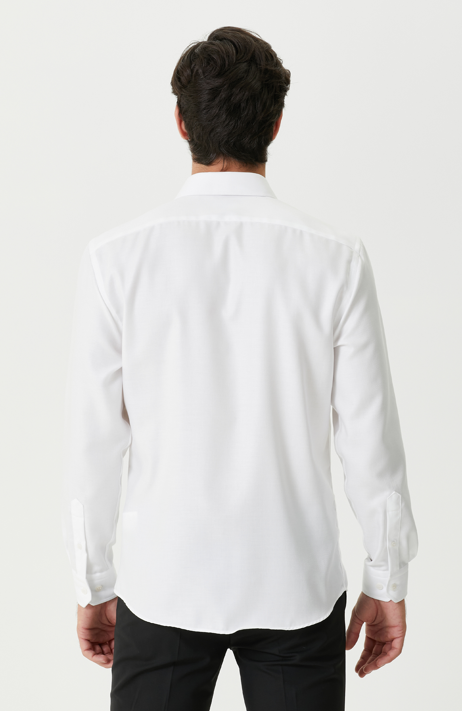 Slim Fit Beyaz Non-iron Gömlek -4