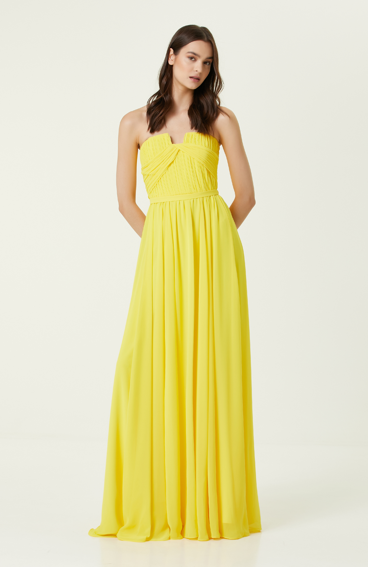 Sarı Uzun Abiye Elbise - 2