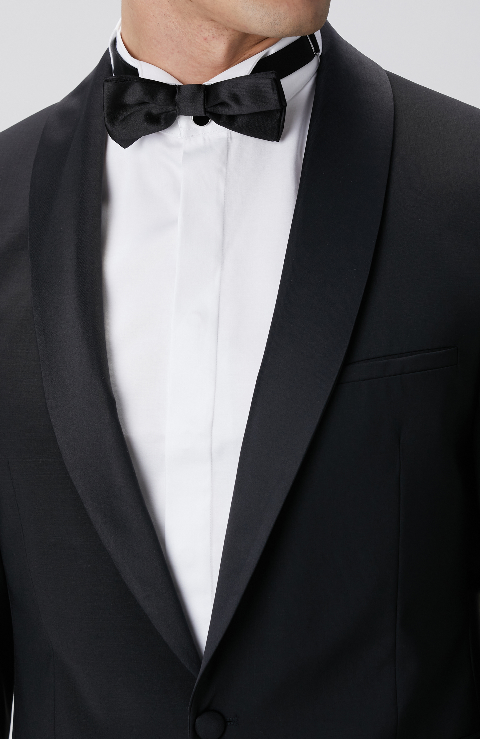 Siyah Yün Karışımlı Smokin Takım Elbise