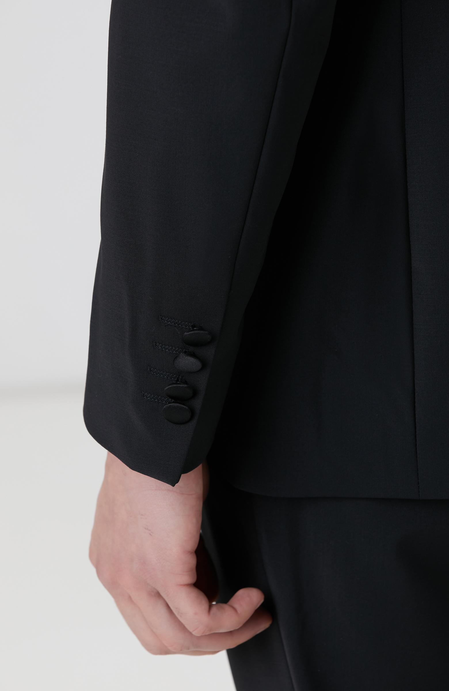 Siyah Yün Karışımlı Smokin Takım Elbise