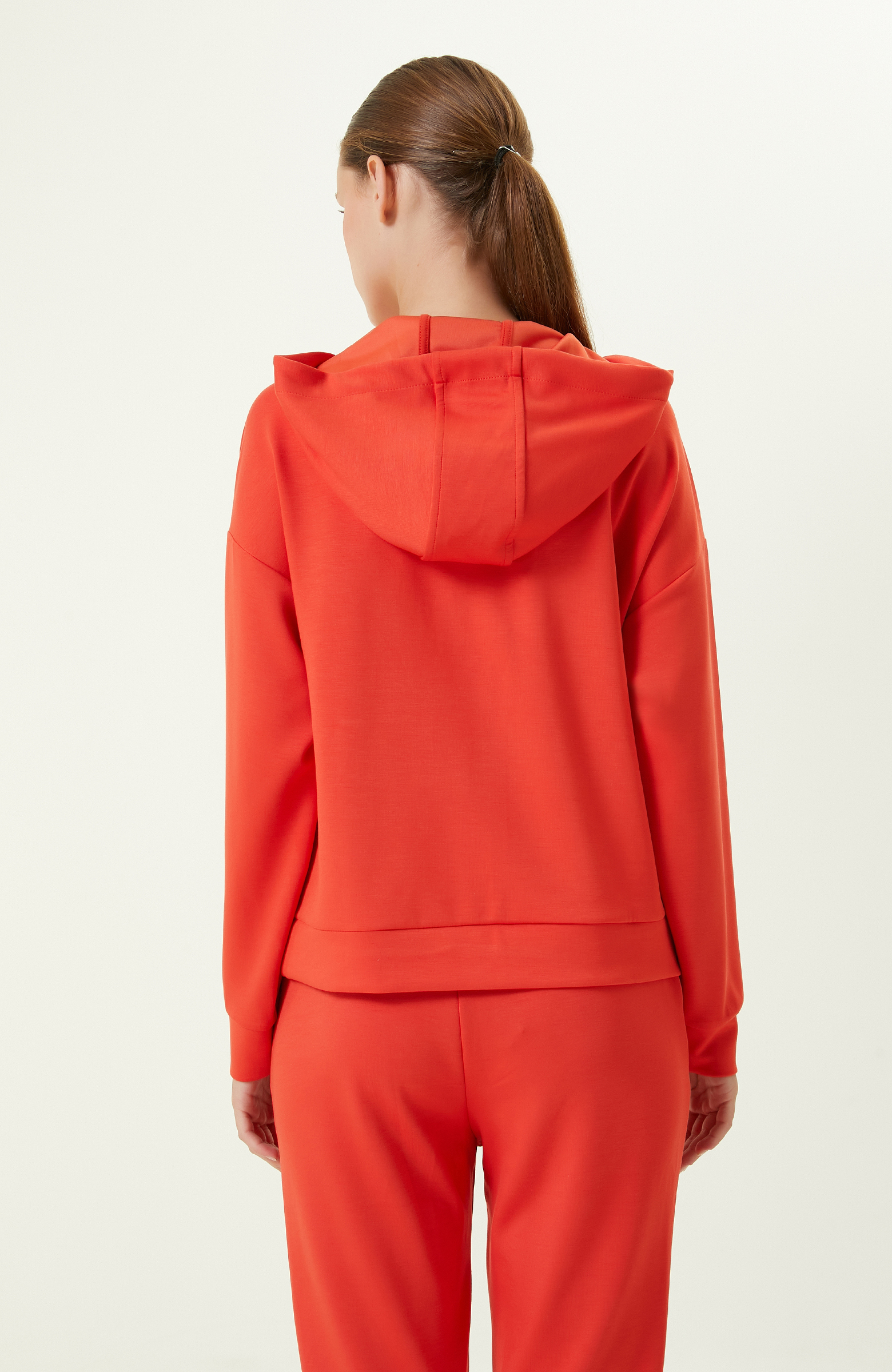 Kiremit Çıtçıt ve Fermuar Detaylı Sweatshirt