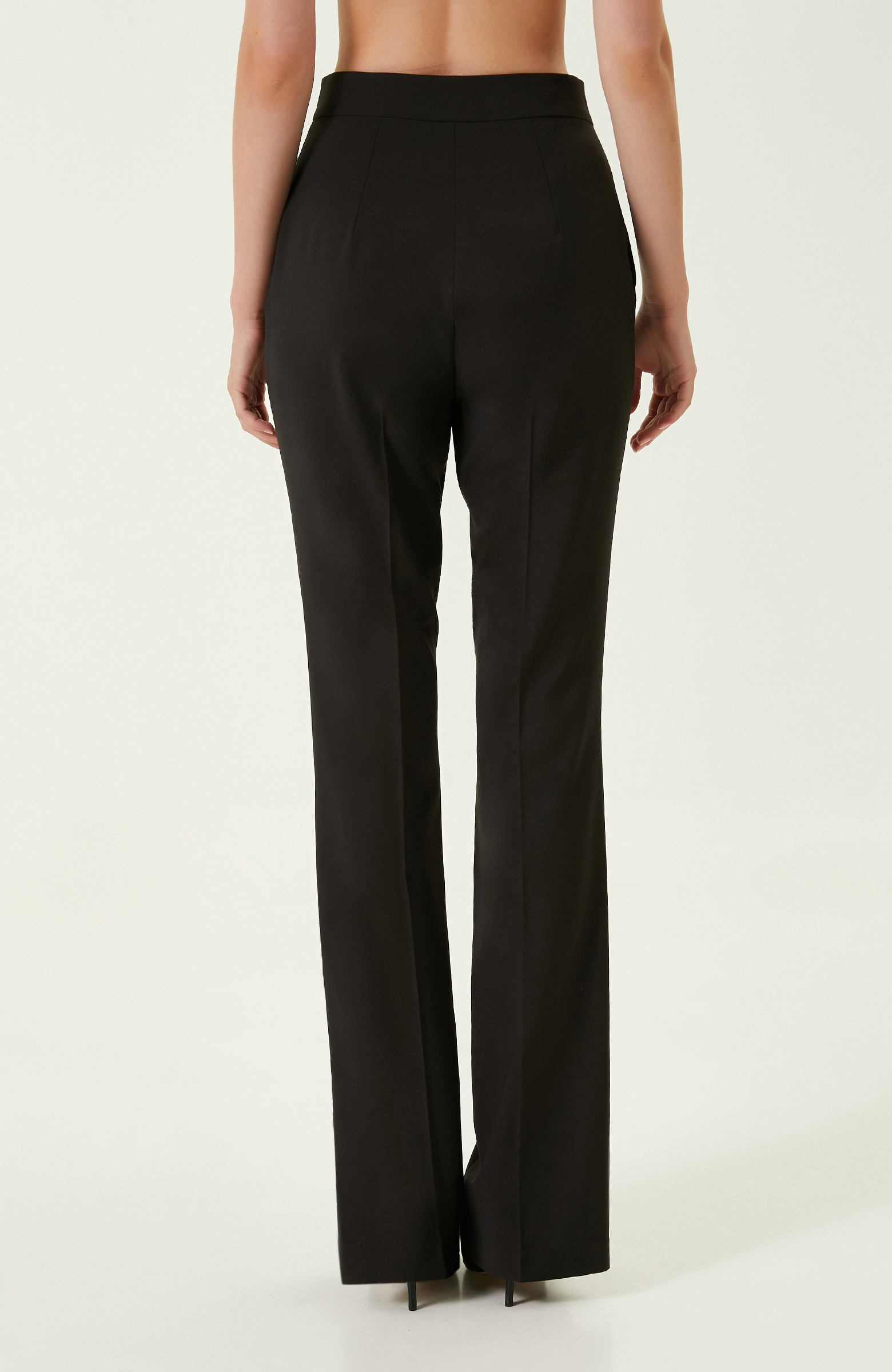 Siyah Yün Karışımlı Pantolon