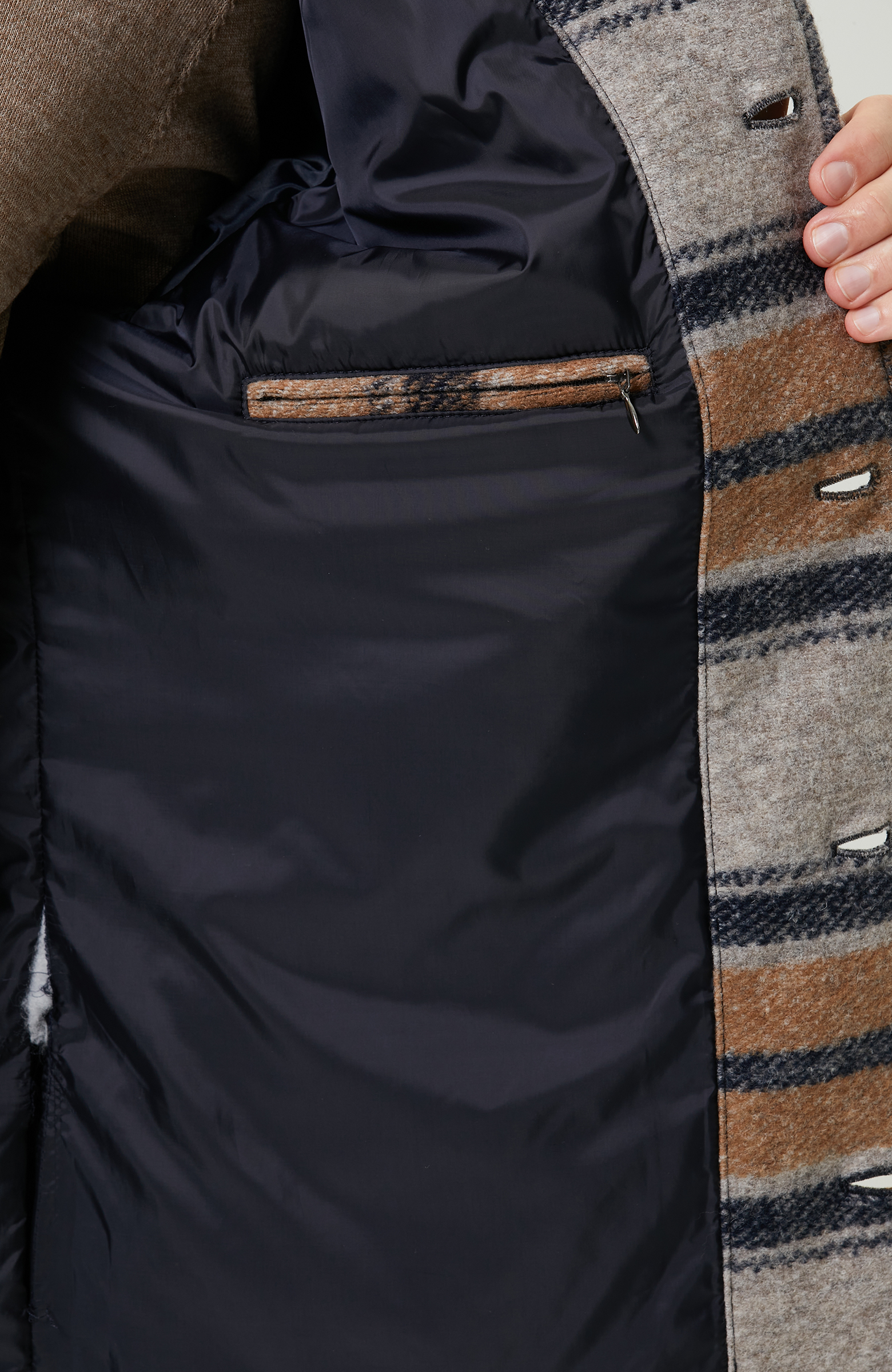 İndigo Gömlek Yaka Ekose Mont