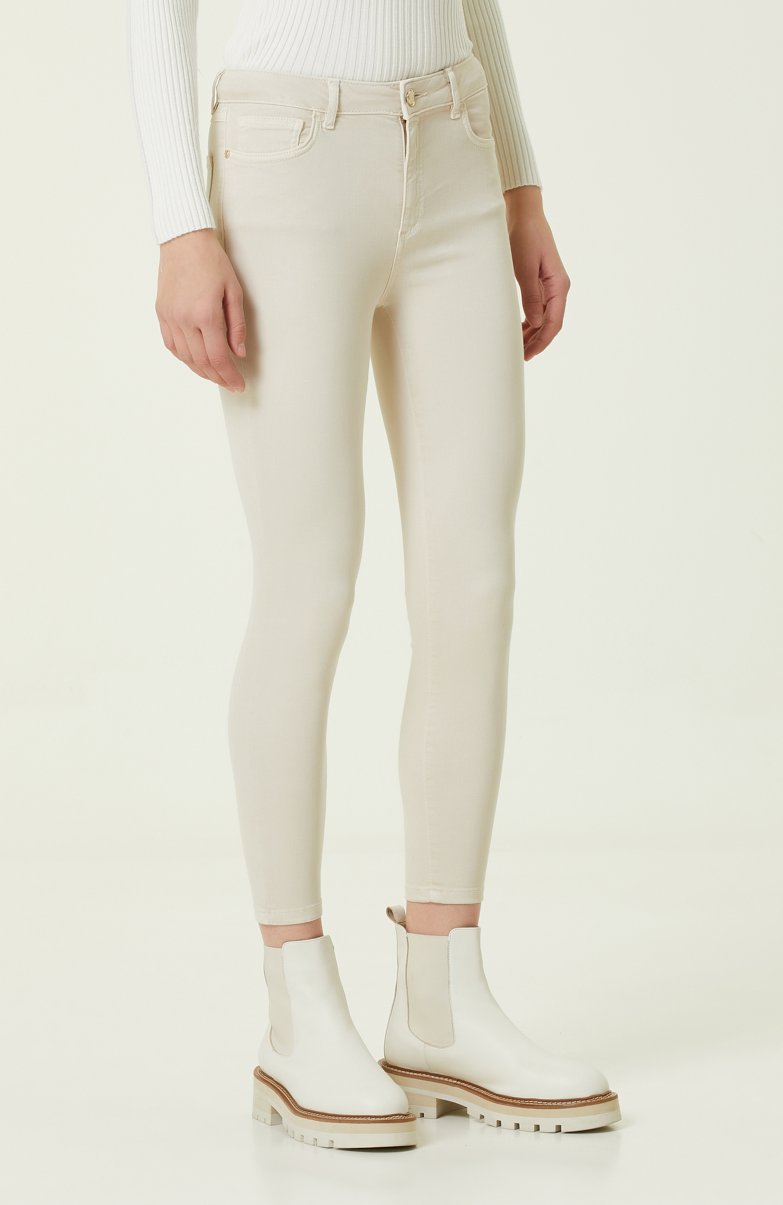 Bej Basic Casual Pantolon