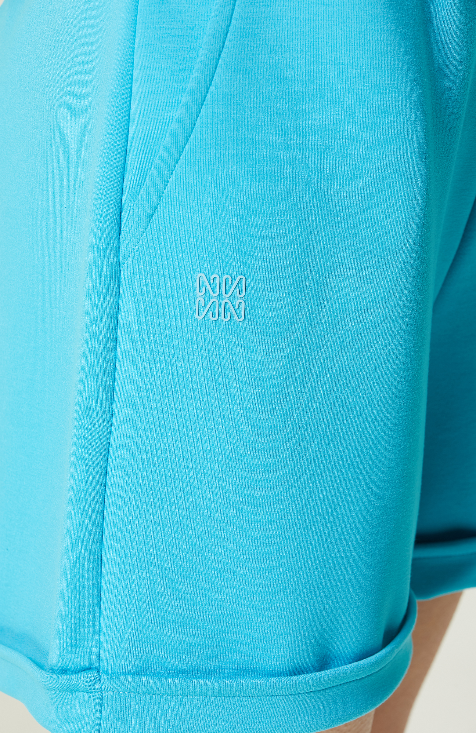 Turkuaz Duble Paça Mini Şort