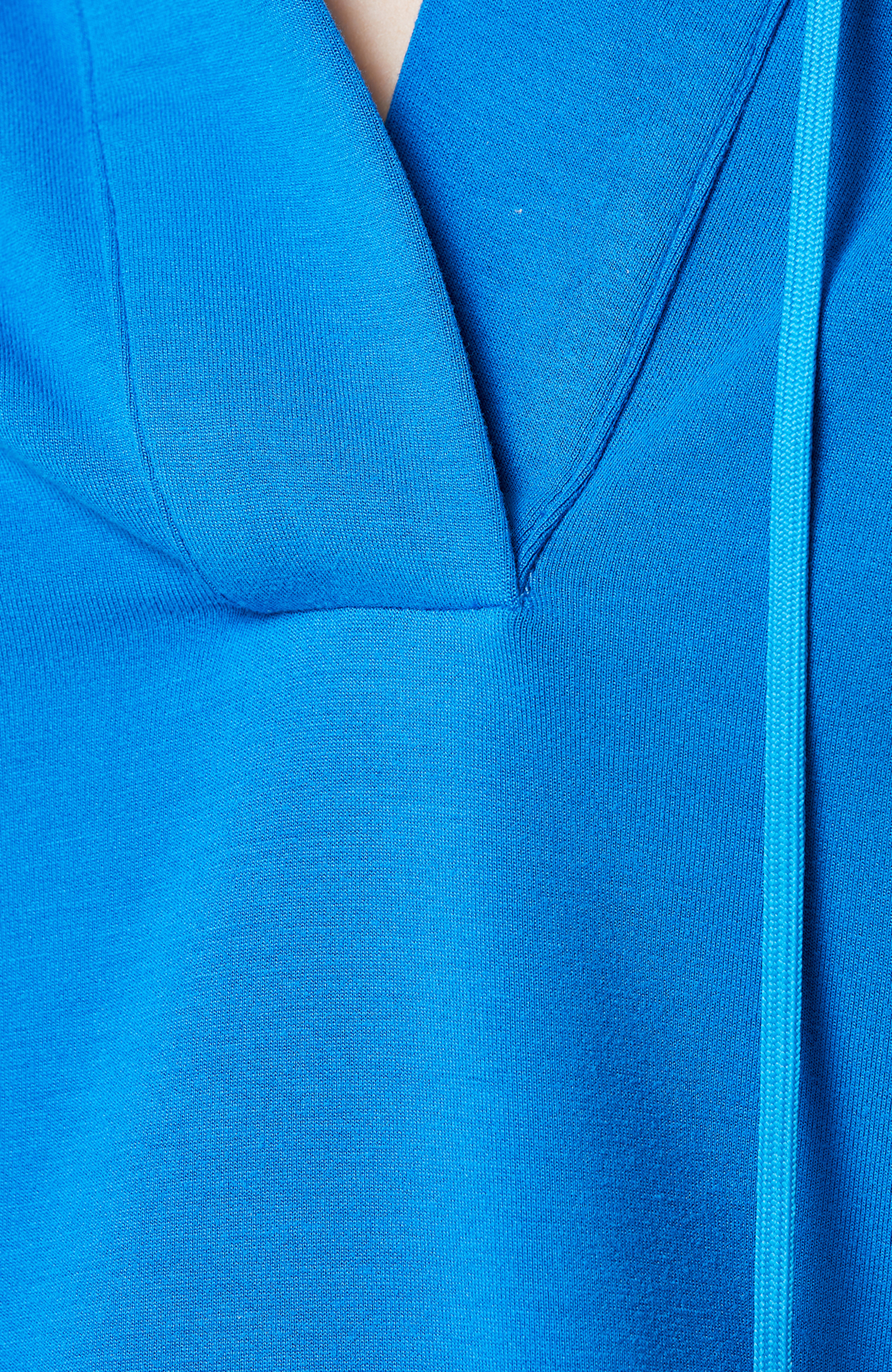 Saks Mavisi Kısa Kollu Kapüşonlu Sweatshirt