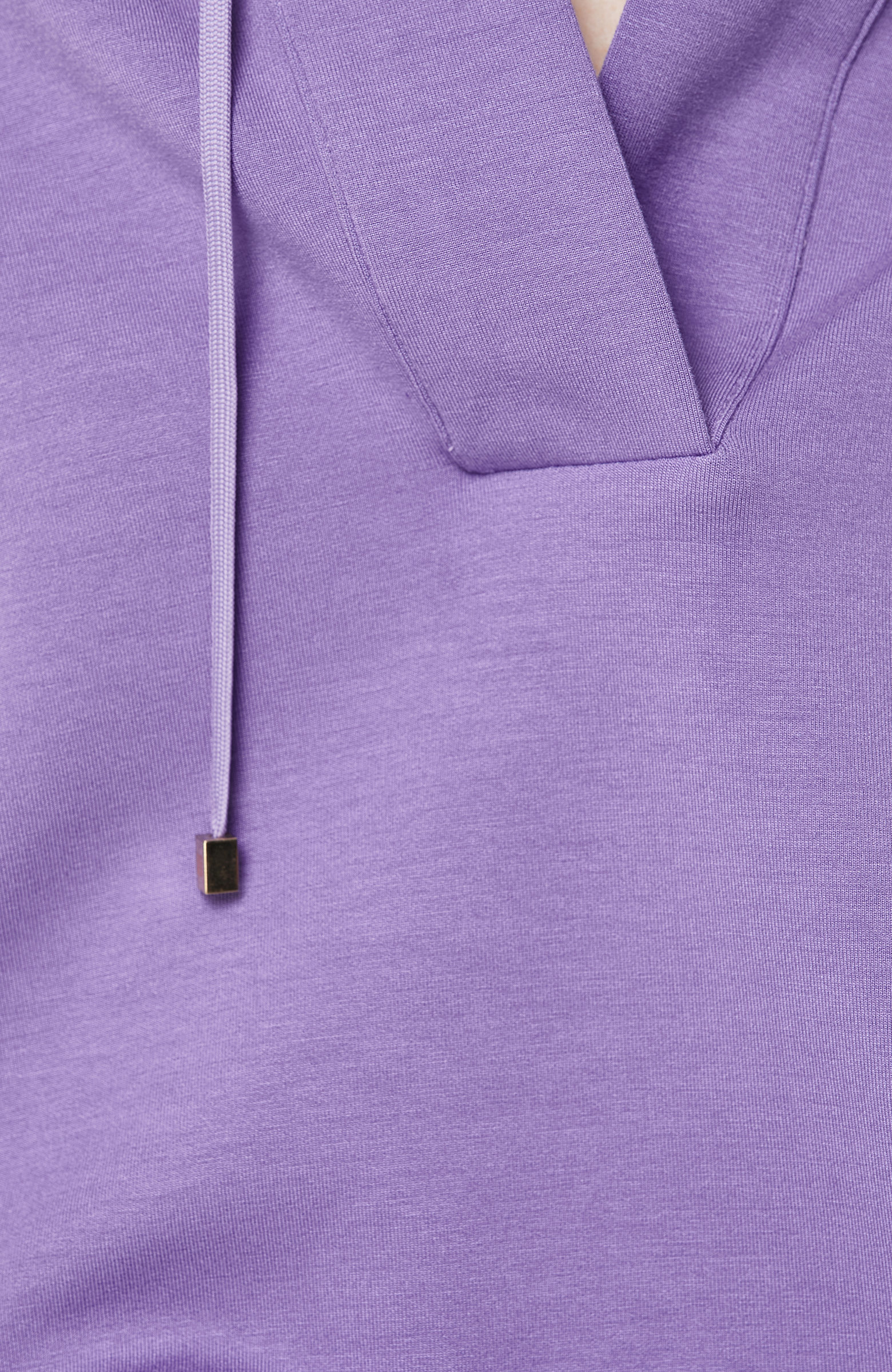 Mor Kısa Kollu Kapüşonlu Sweatshirt