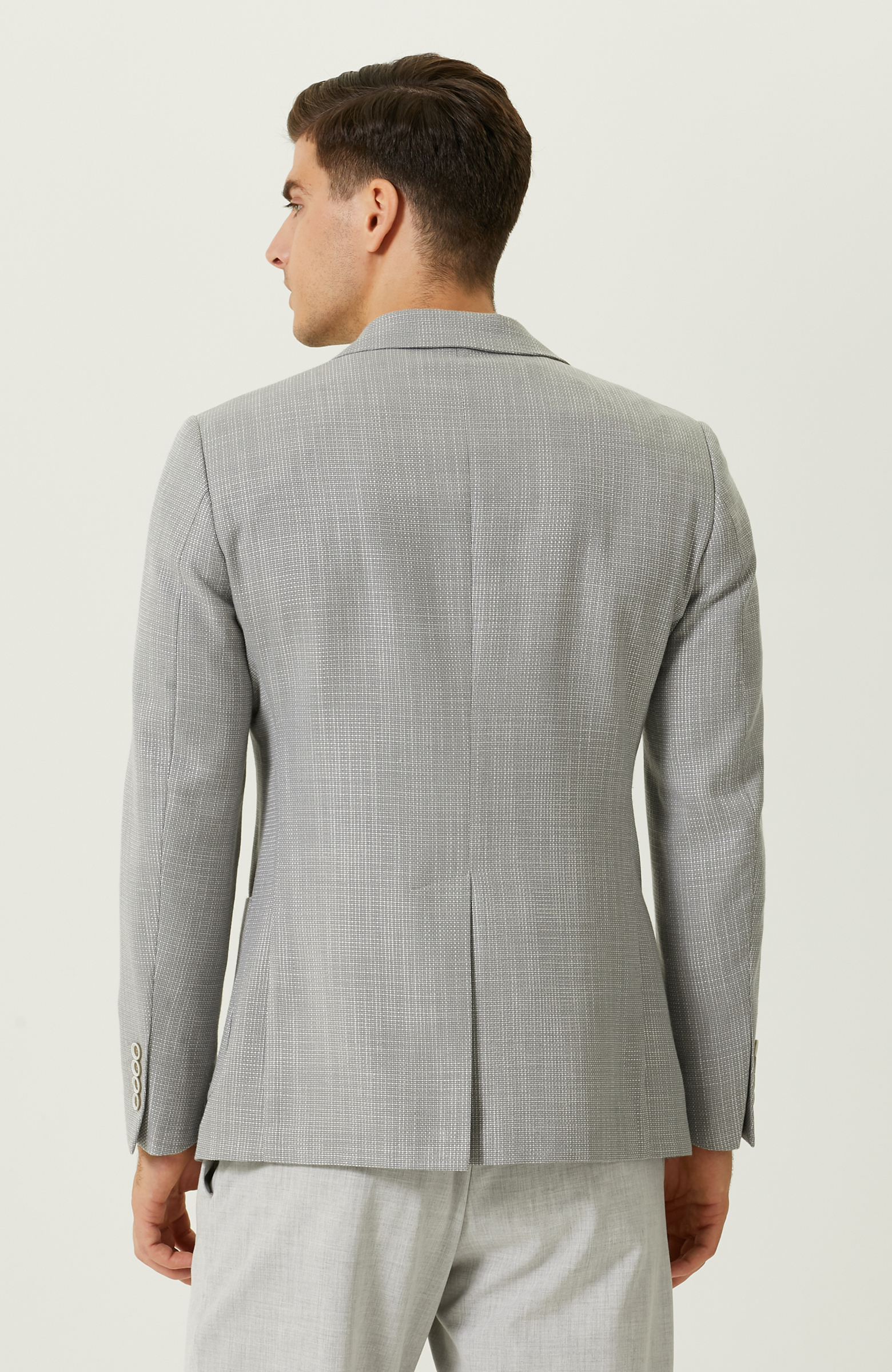Gri Desenli Blazer Ceket