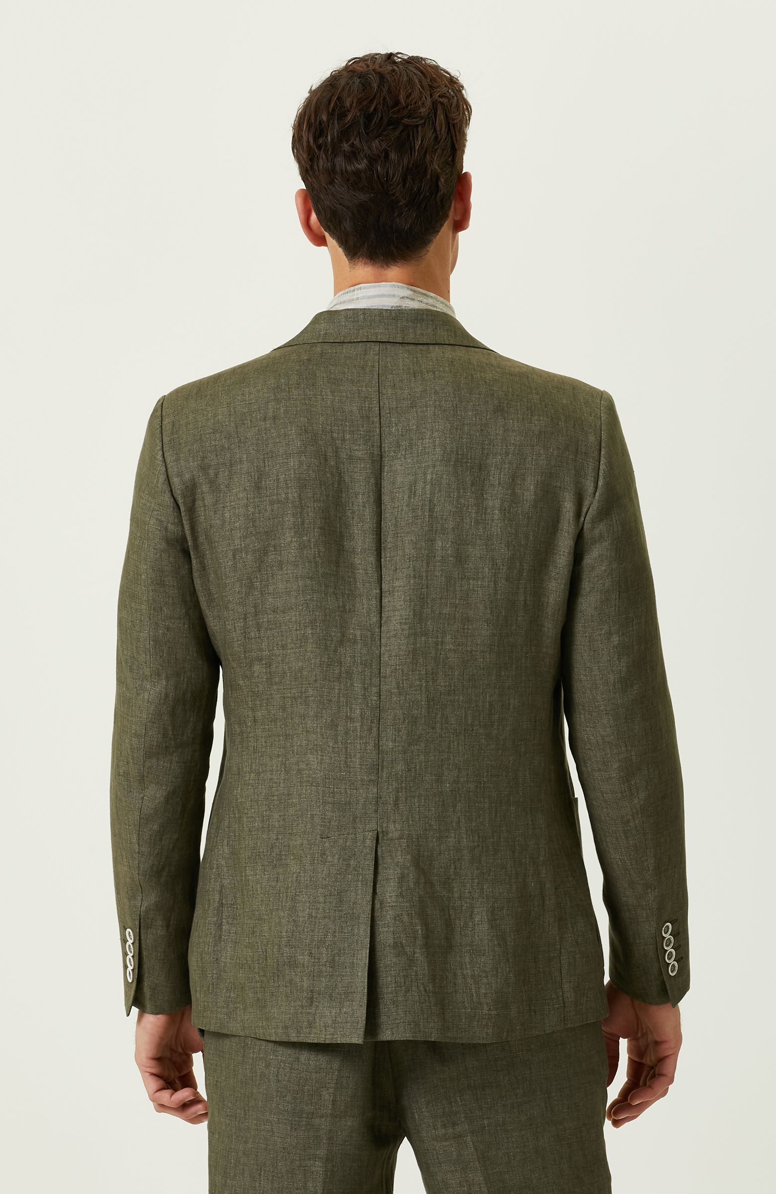 Haki Keten Blazer Ceket