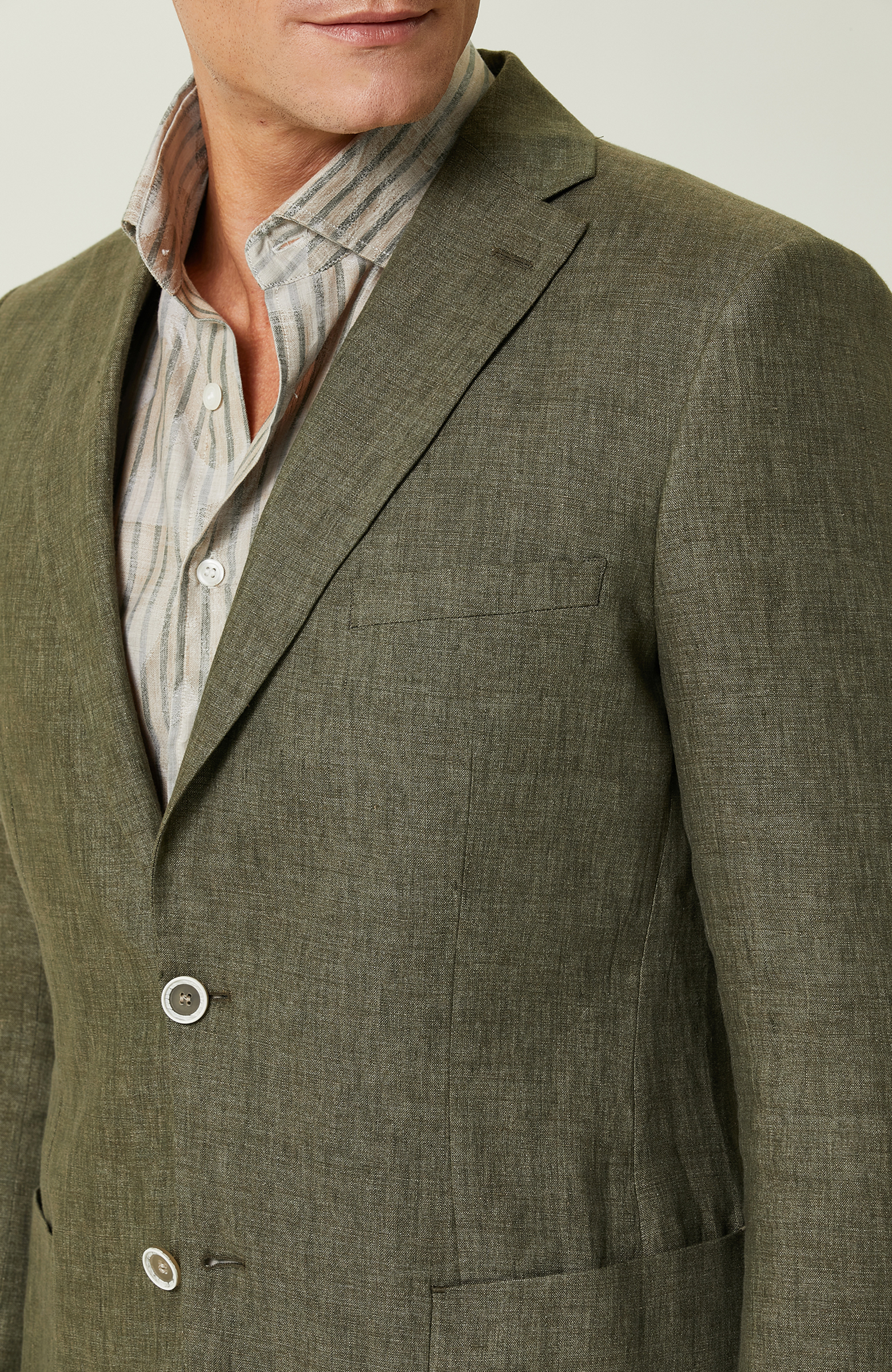 Haki Keten Blazer Ceket