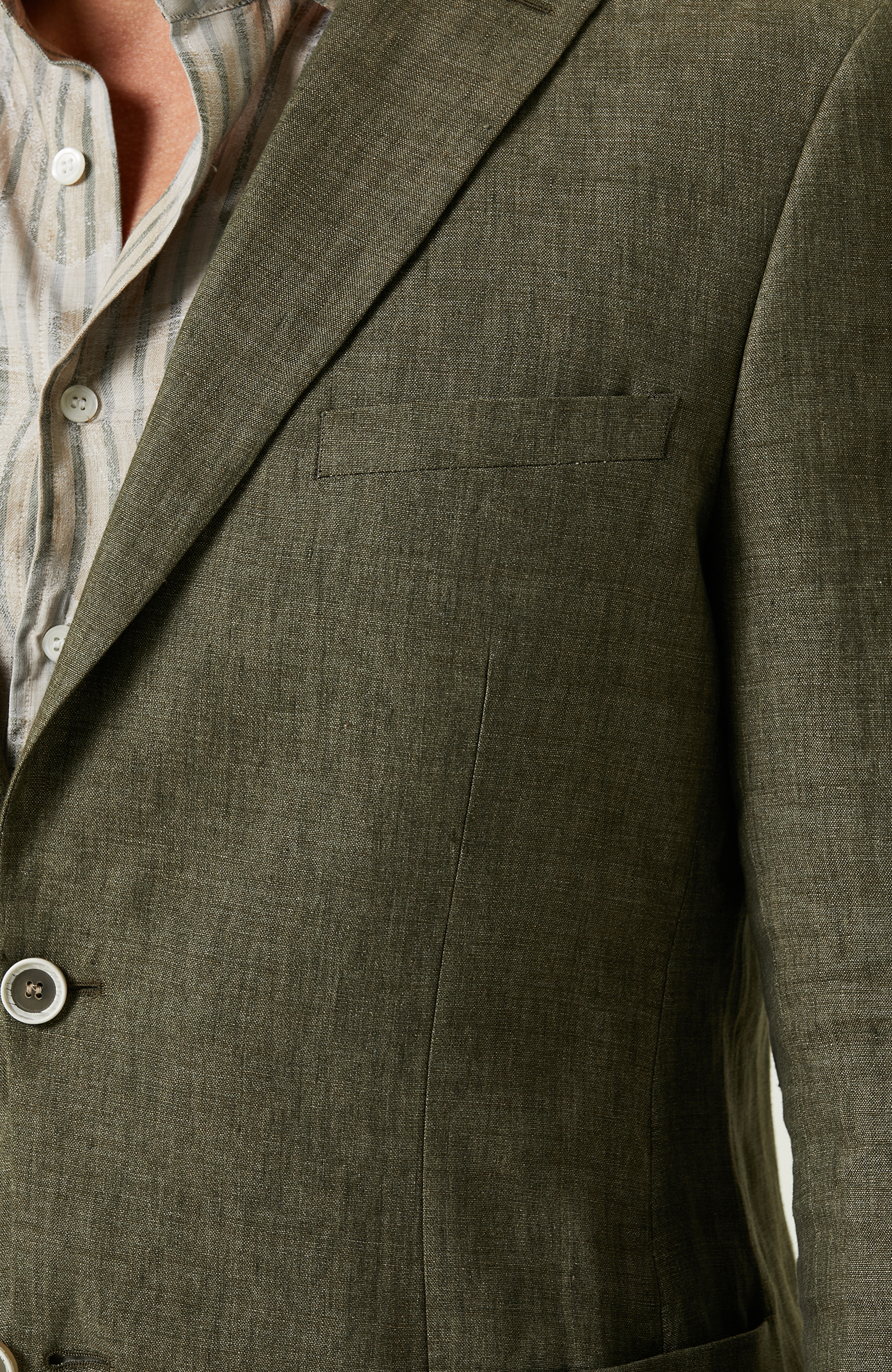 Haki Keten Blazer Ceket