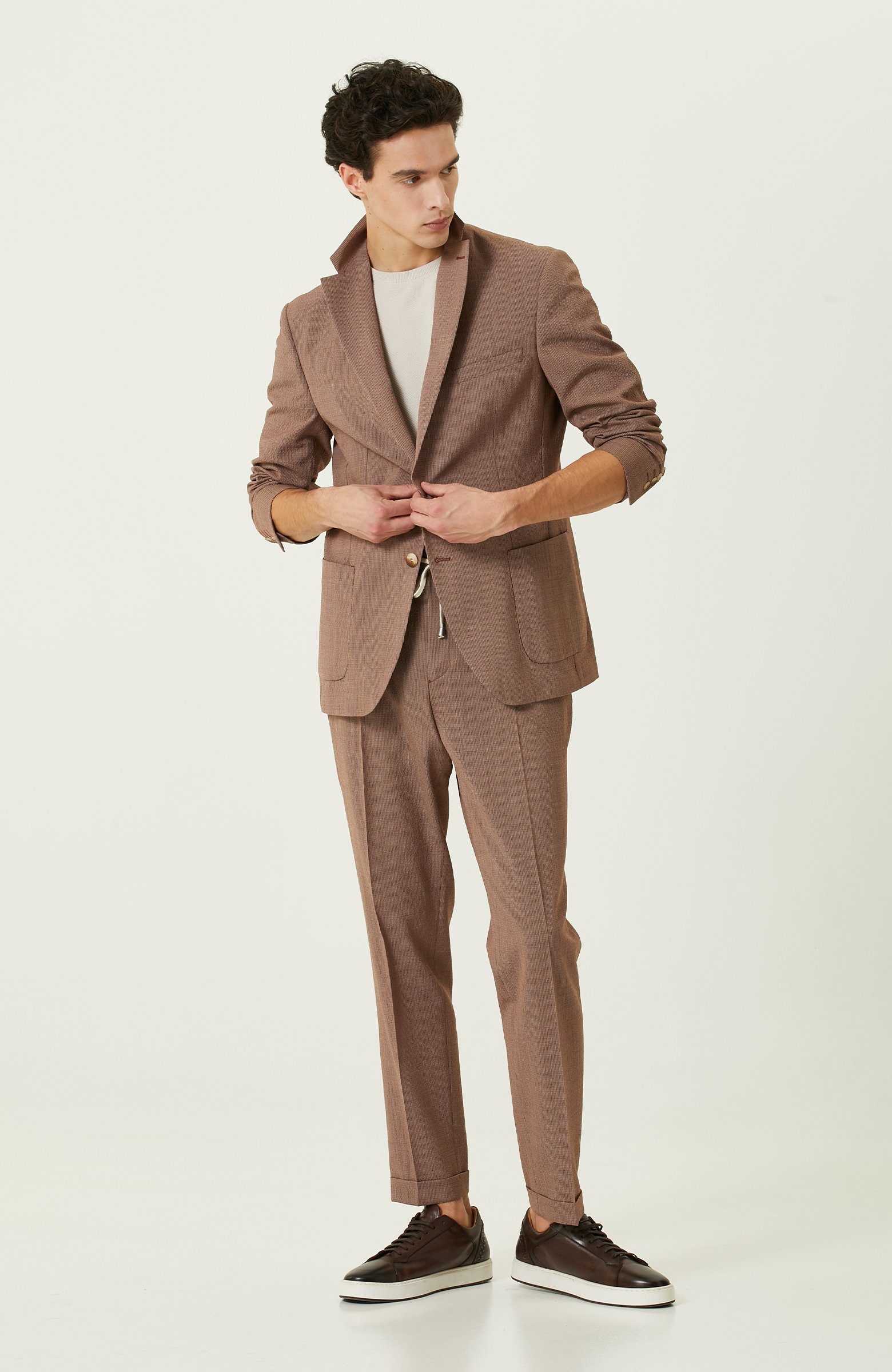 Turuncu Desenli Blazer Ceket