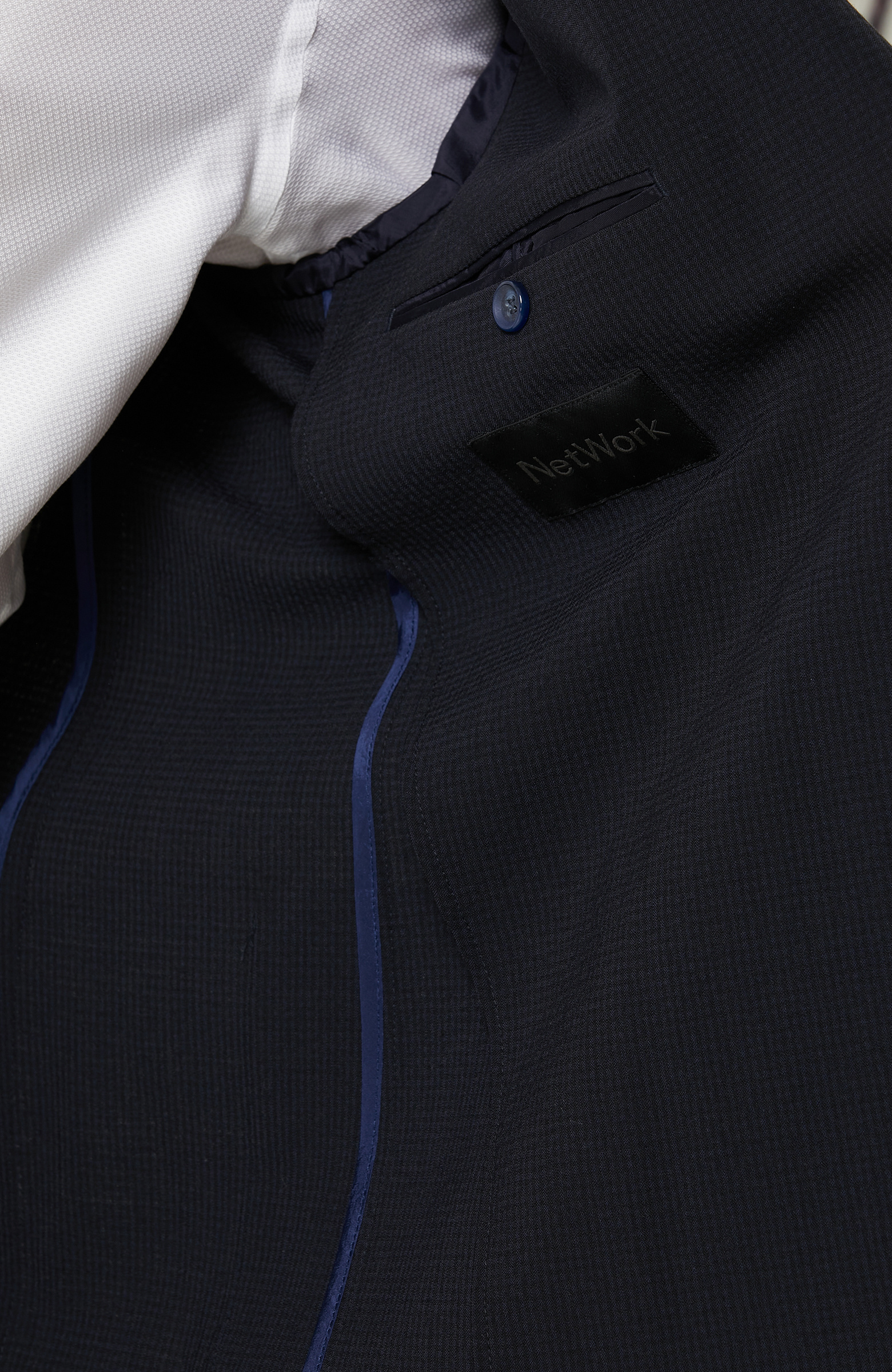 Gofre Desenli Mono Yaka Lacivert Takım Elbise