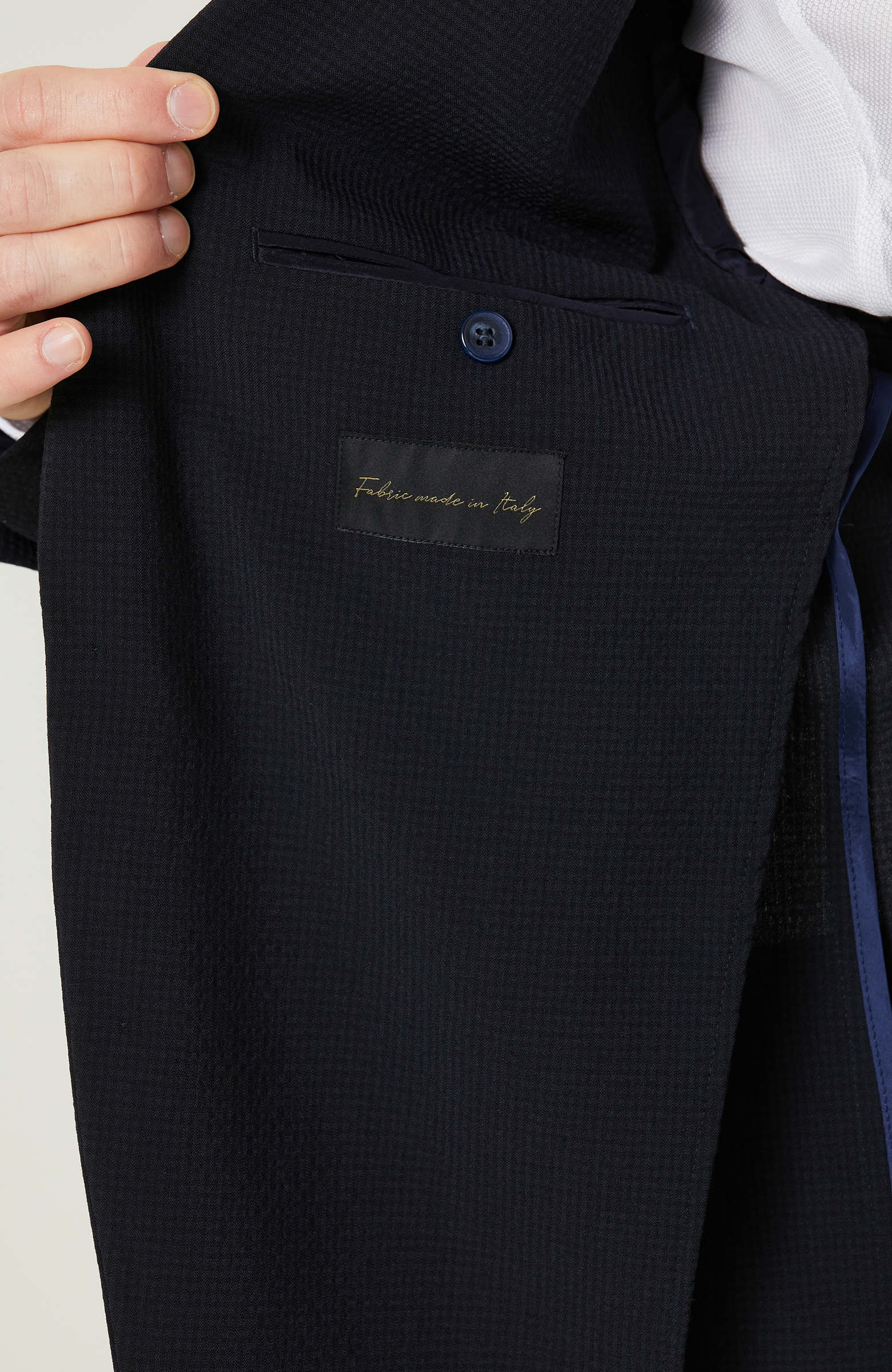 Gofre Desenli Mono Yaka Lacivert Takım Elbise