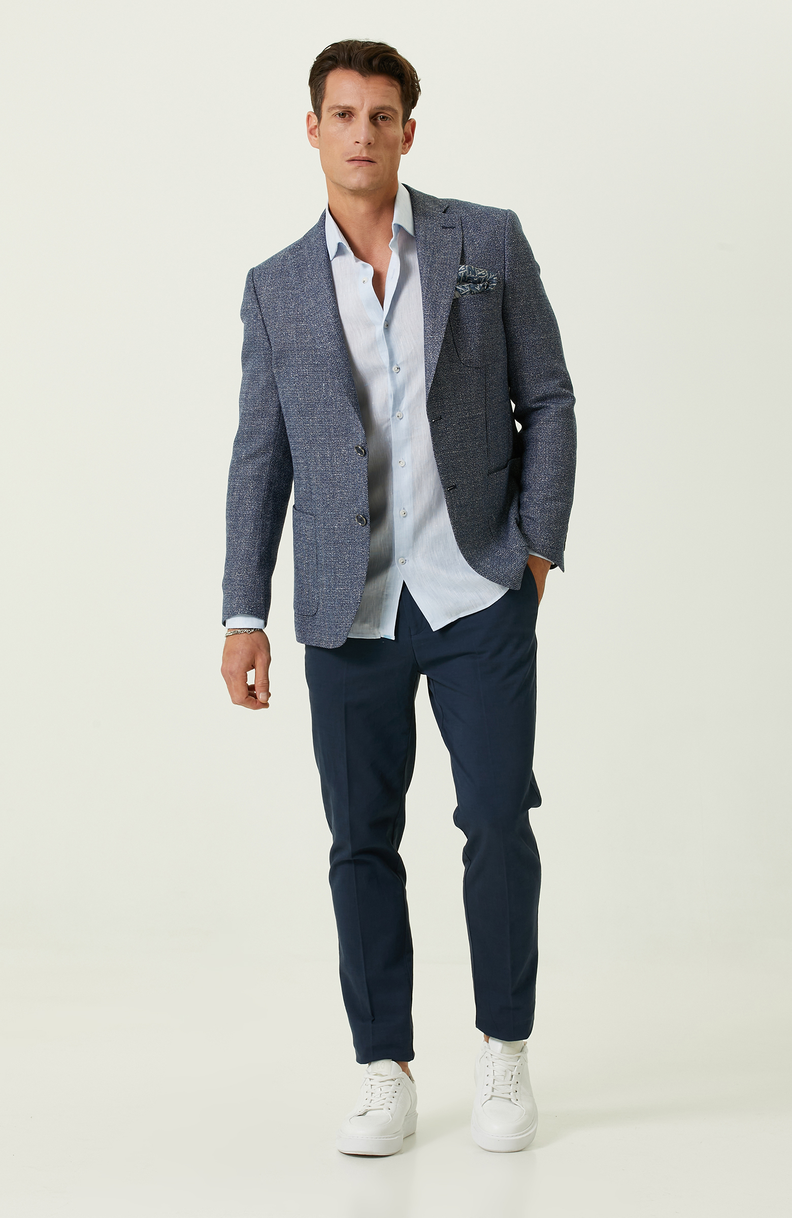 Mavi Desenli Blazer Ceket