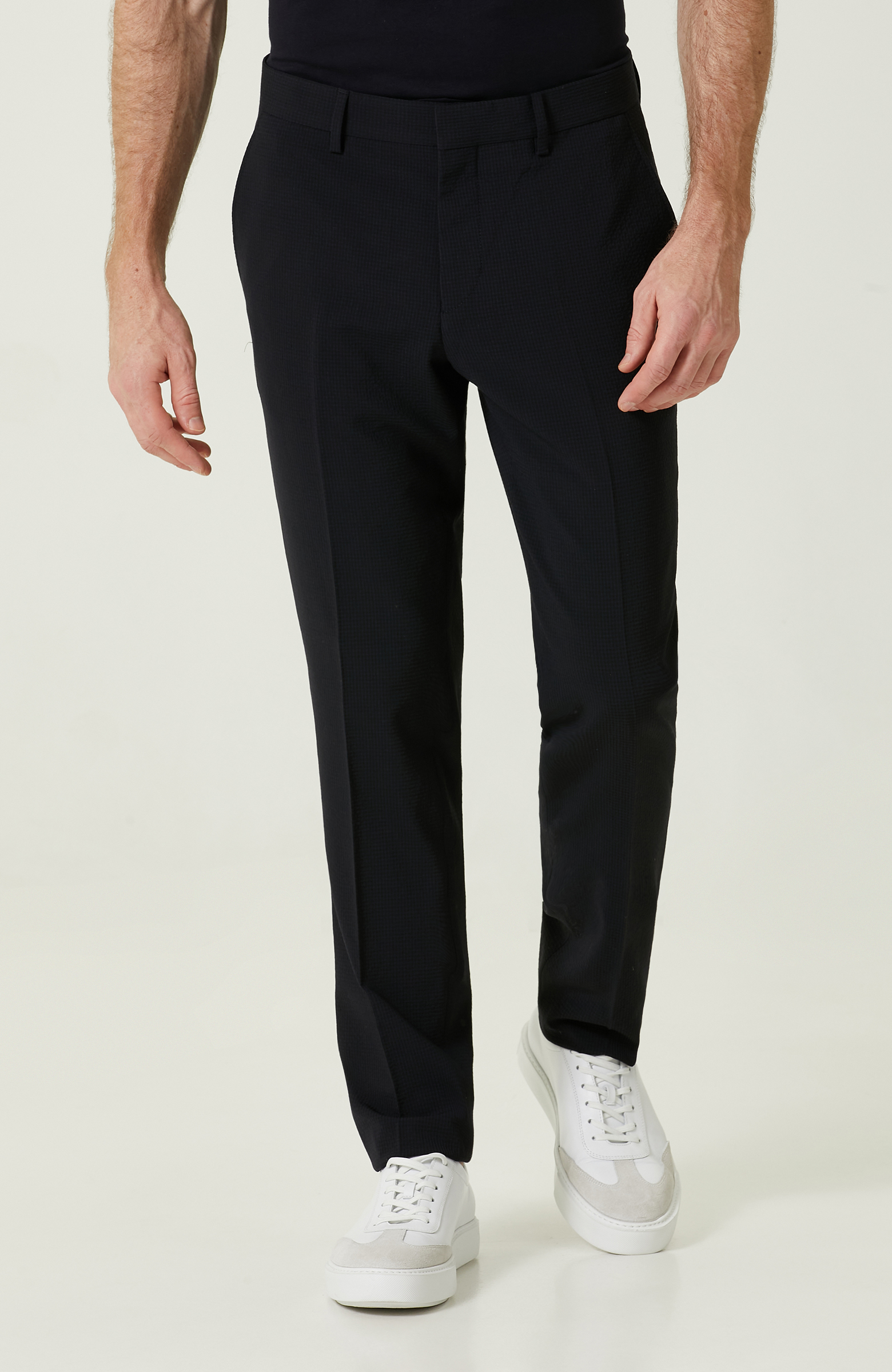 Gofre Desenli Düz Paça Lacivert Pantolon