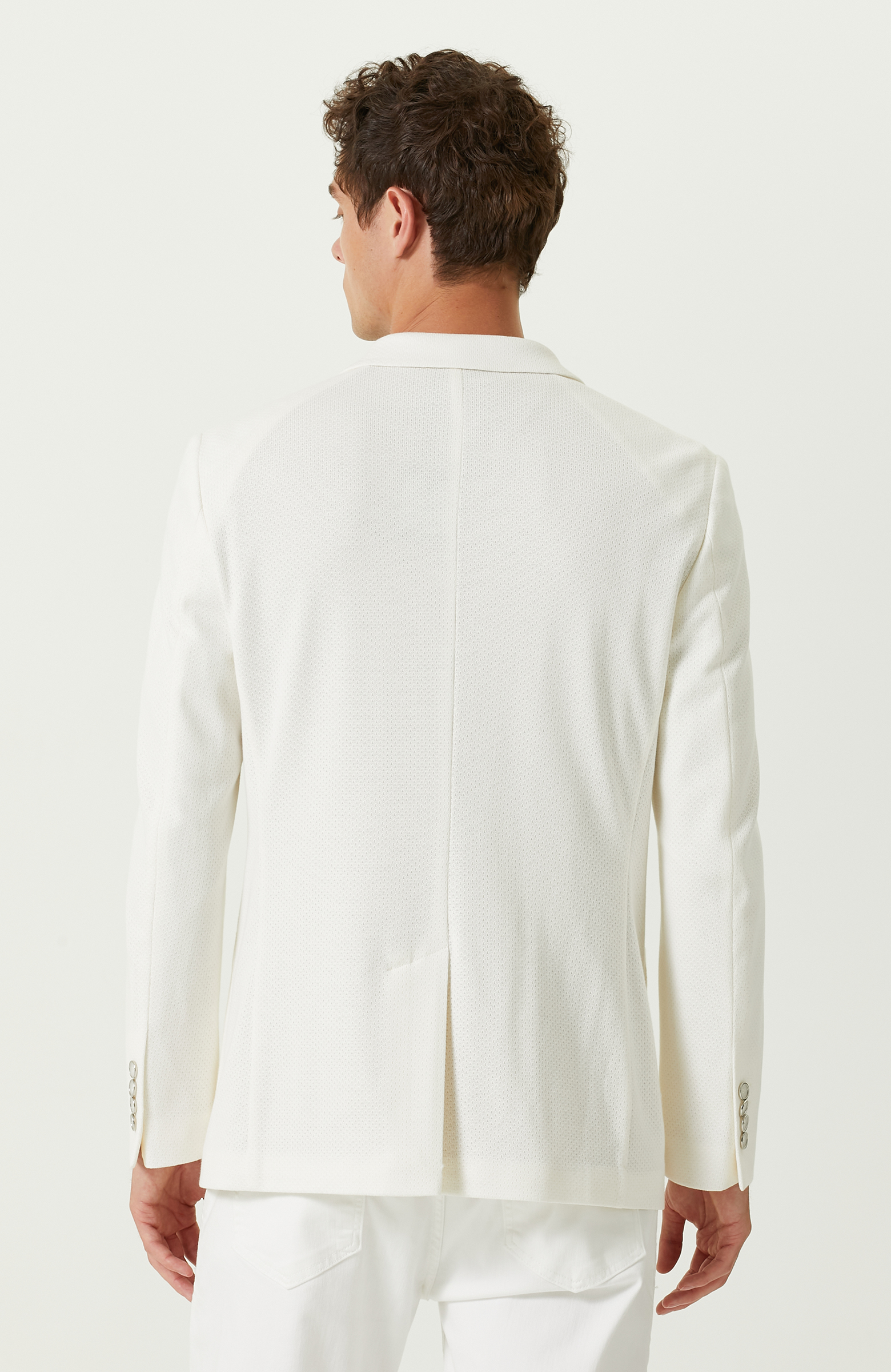 Ekru Pamuklu Kruvaze Ceket