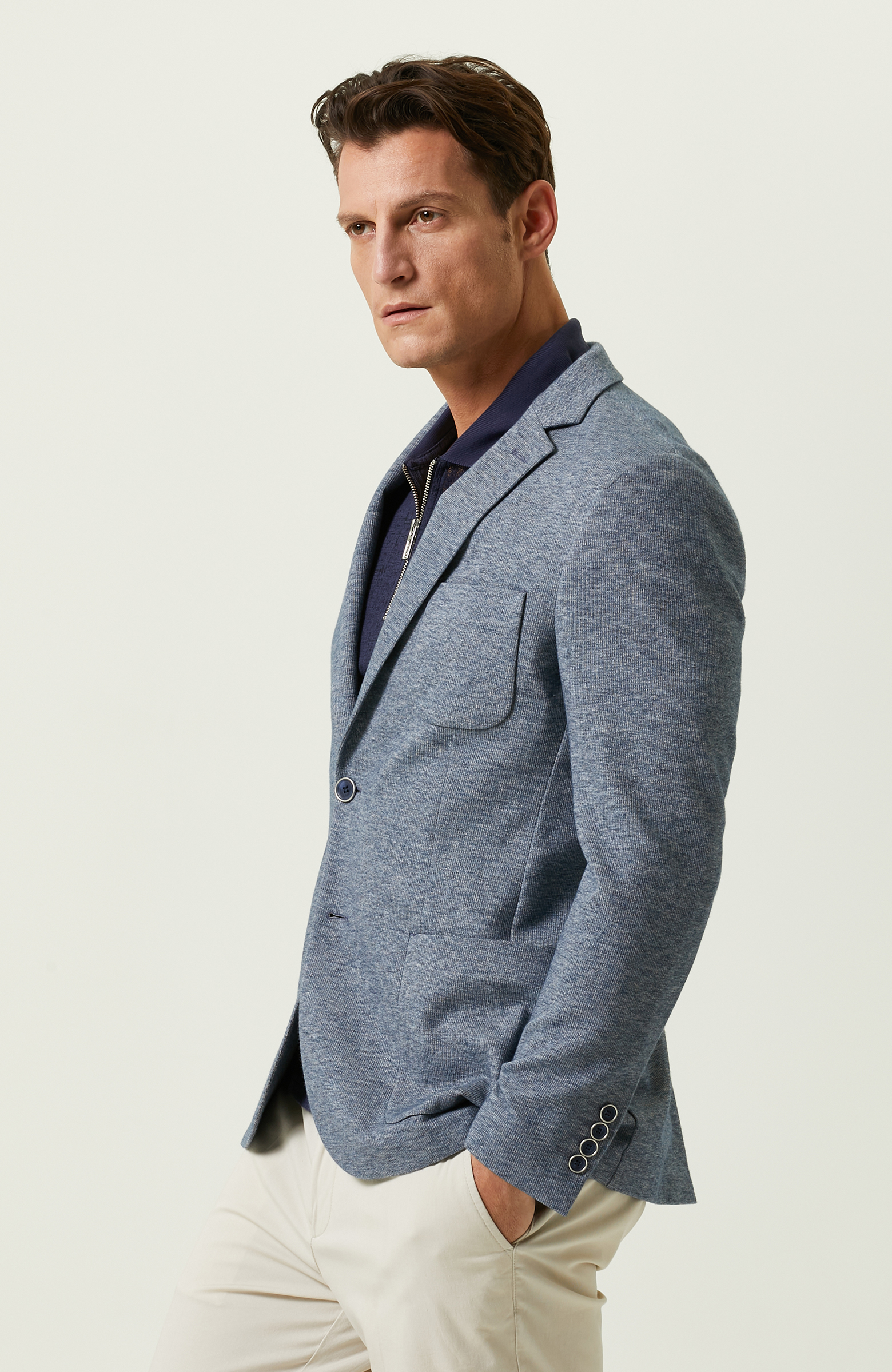 Mavi Örme Blazer Ceket