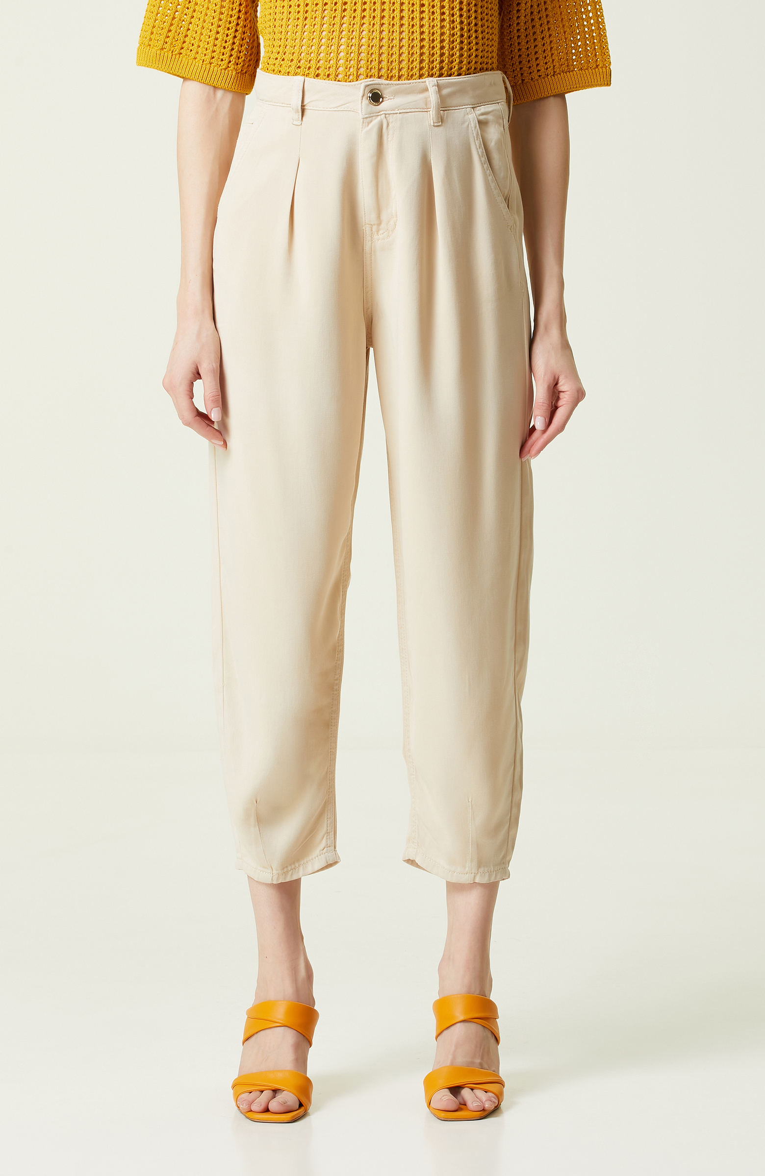 Bej Casual Denim Pantolon