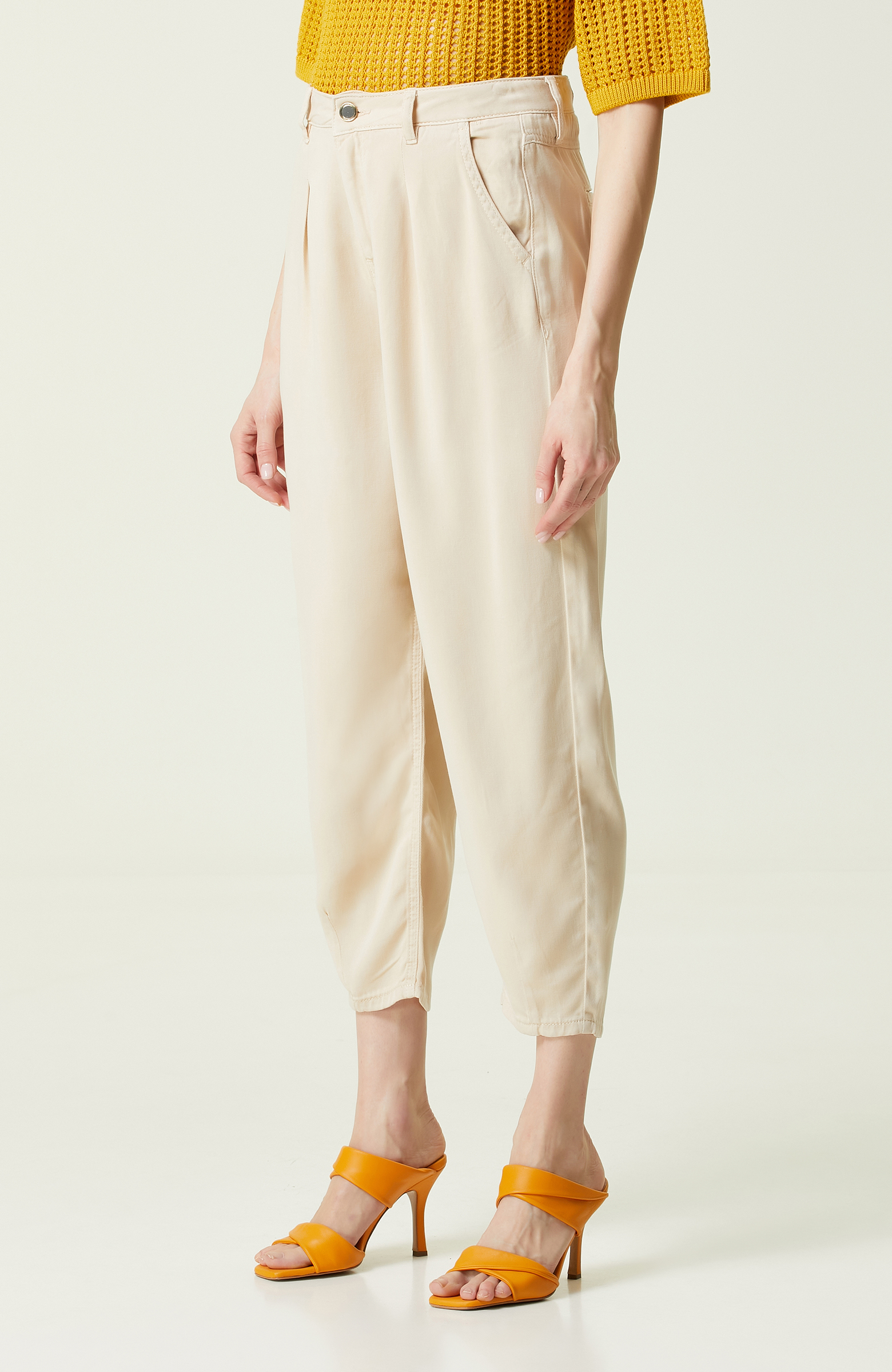 Bej Casual Denim Pantolon