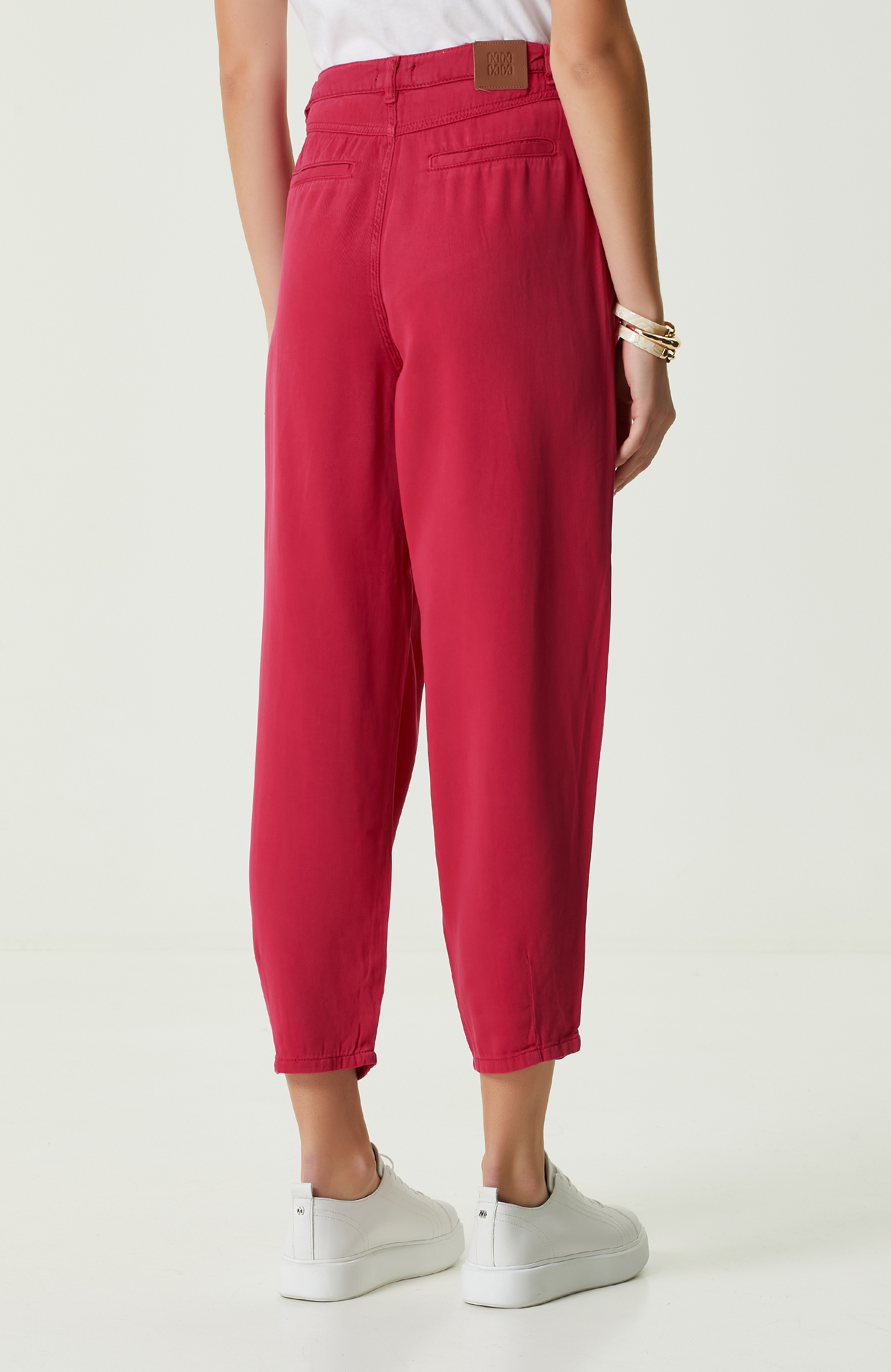 Fuşya Pilili Dar Paça Casual Pantolon