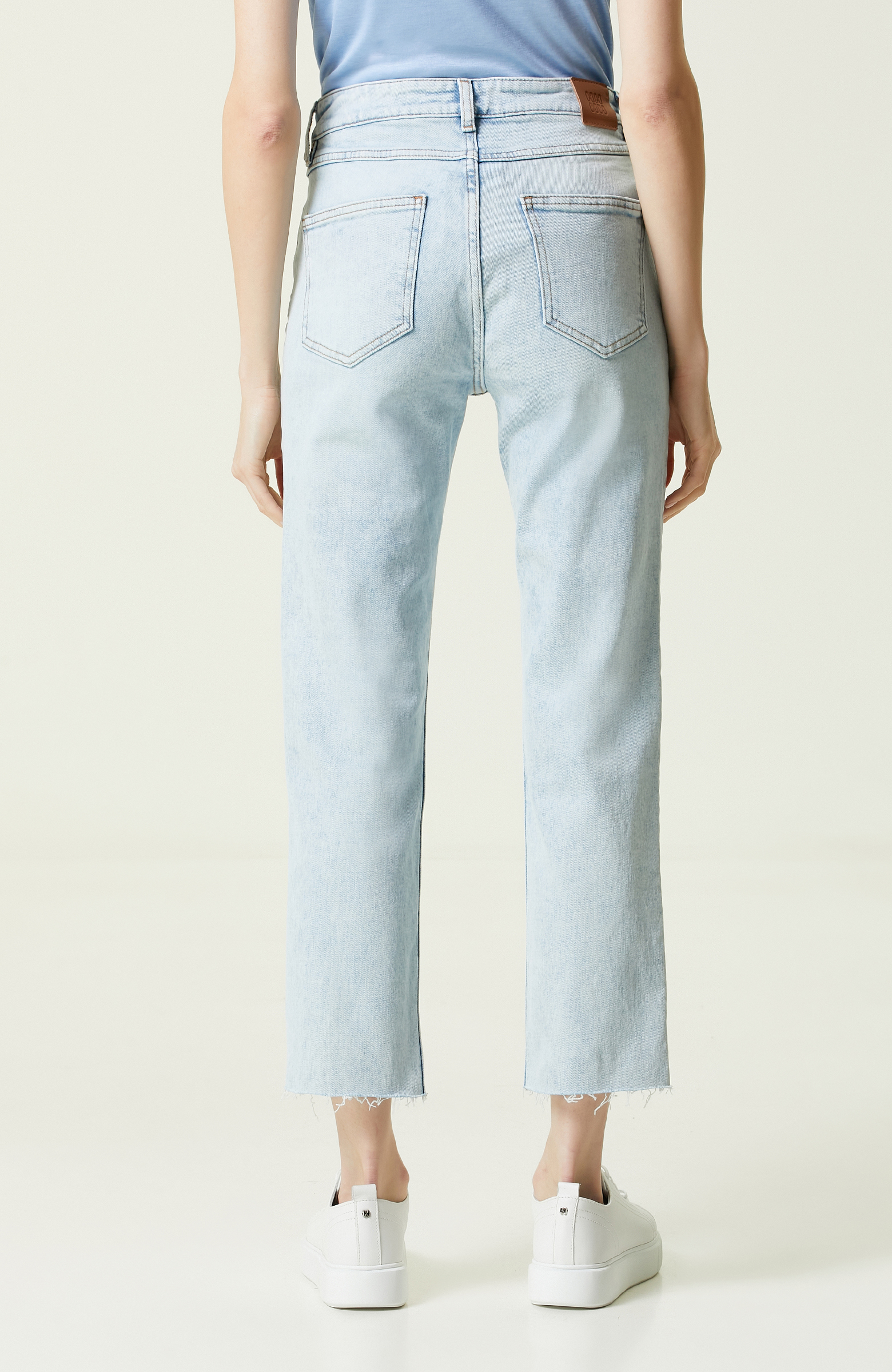 İndigo Mavi Dar Paça Denim Pantolon