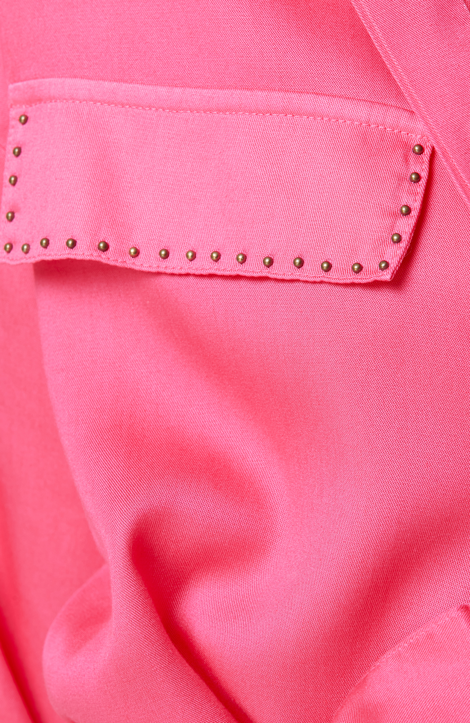 Pembe Kısa Kollu Denim Elbise