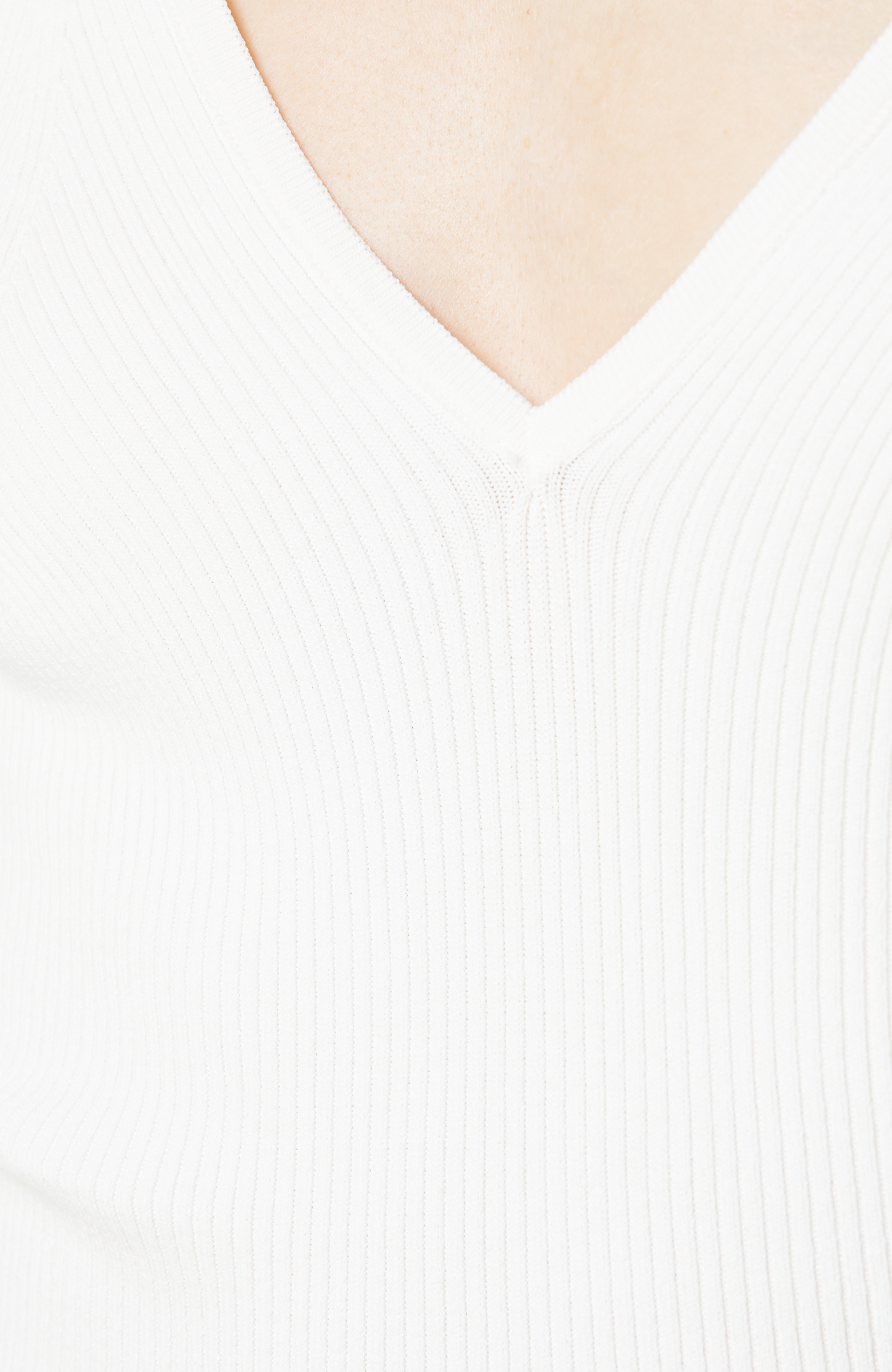 Ekru Askılı V Yaka Triko Atlet