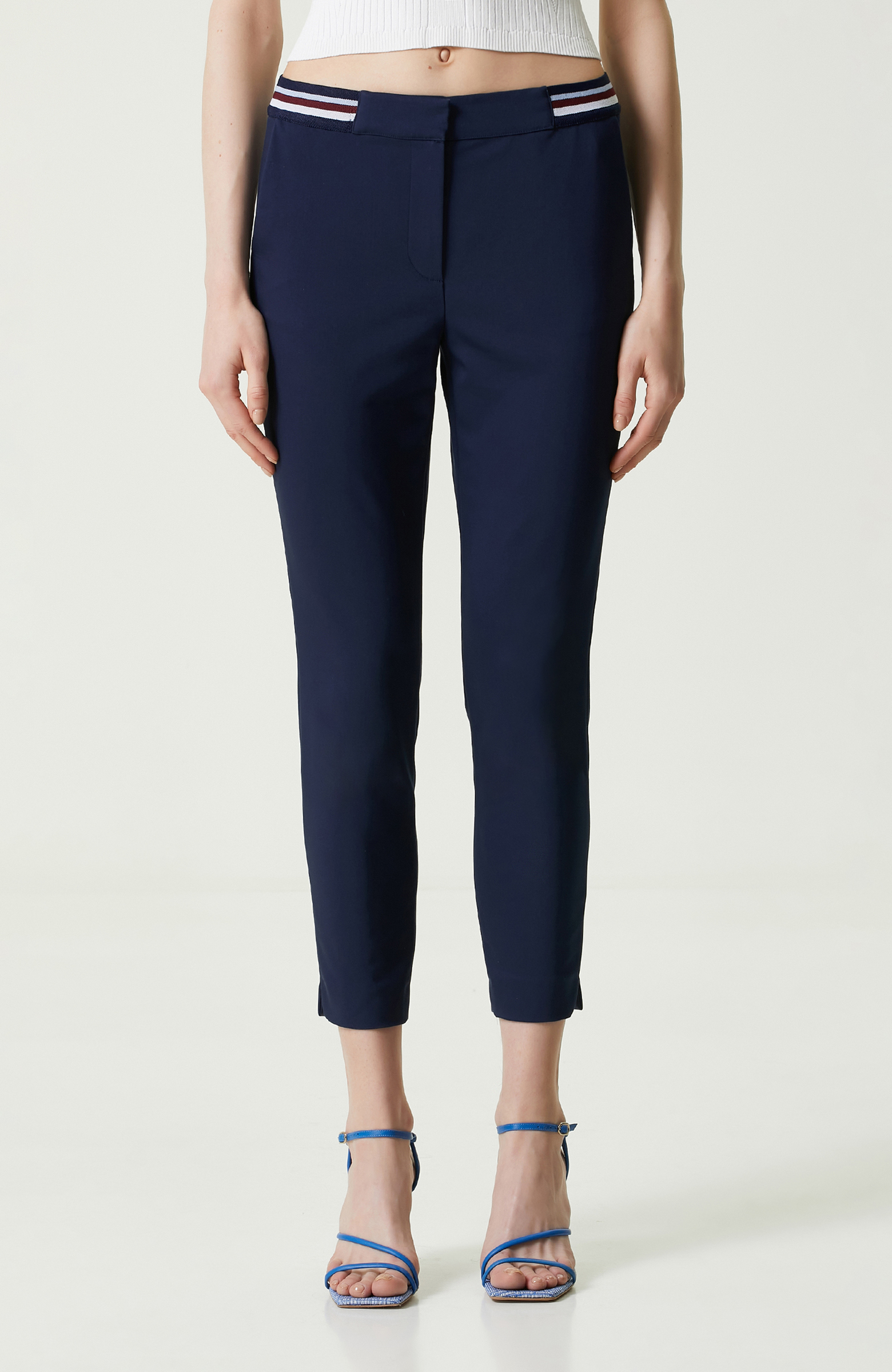 Lacivert Beli Lastikli Dar Paça Pantolon